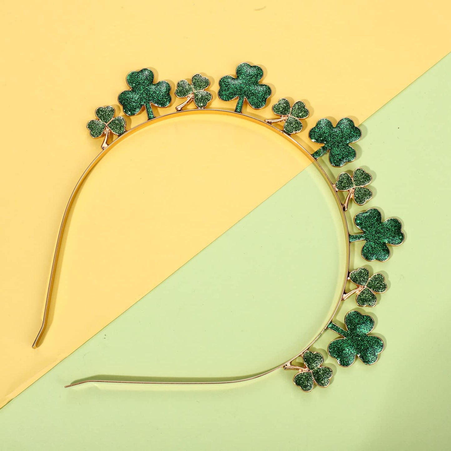 St. Patrick's Day Headbands, Glitter Rhinestone Shamrock Headbands Lucky Irish Hairbands St Patrick's Day Accessories Party Favors Gifts (Shamrock)