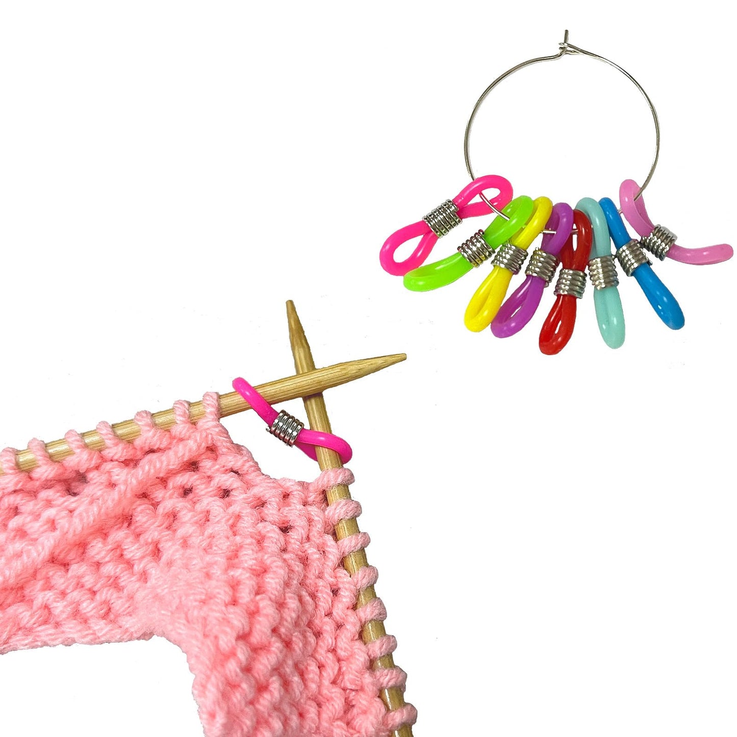 SPANSEE 8 PCS Knitting Needle Stoppers, Knitting Needle Hugger, Stitch Stopper, Project Keeper, Knitting Crochet Supplies, Knitting Accessories, Needle Minder, Needle Stopper