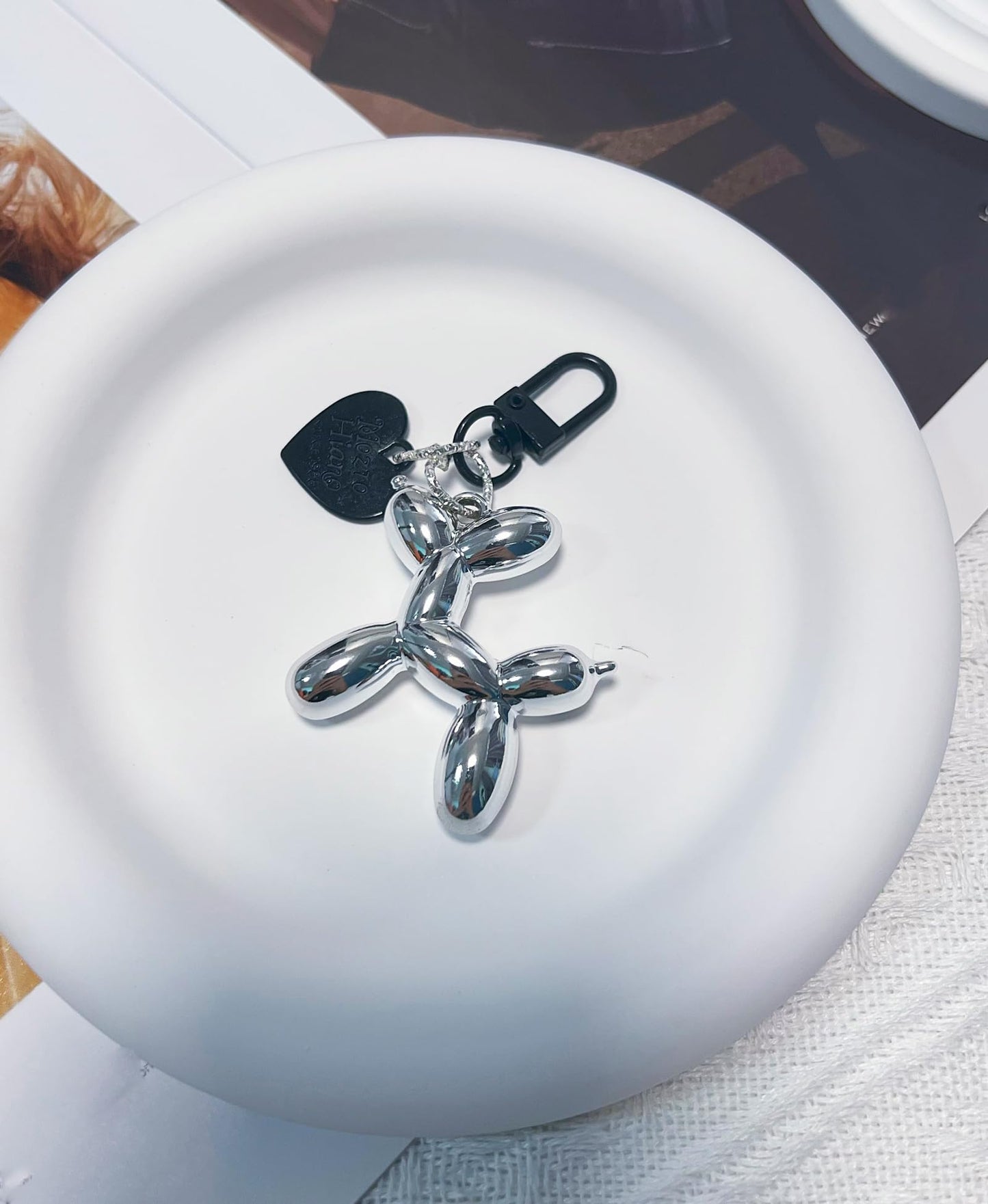 LAEKOU Jelly Balloon Dog Design Keychain for Women, Cute Girls Key Chain, Bag Charms Accessories for Car Purse Backpack
