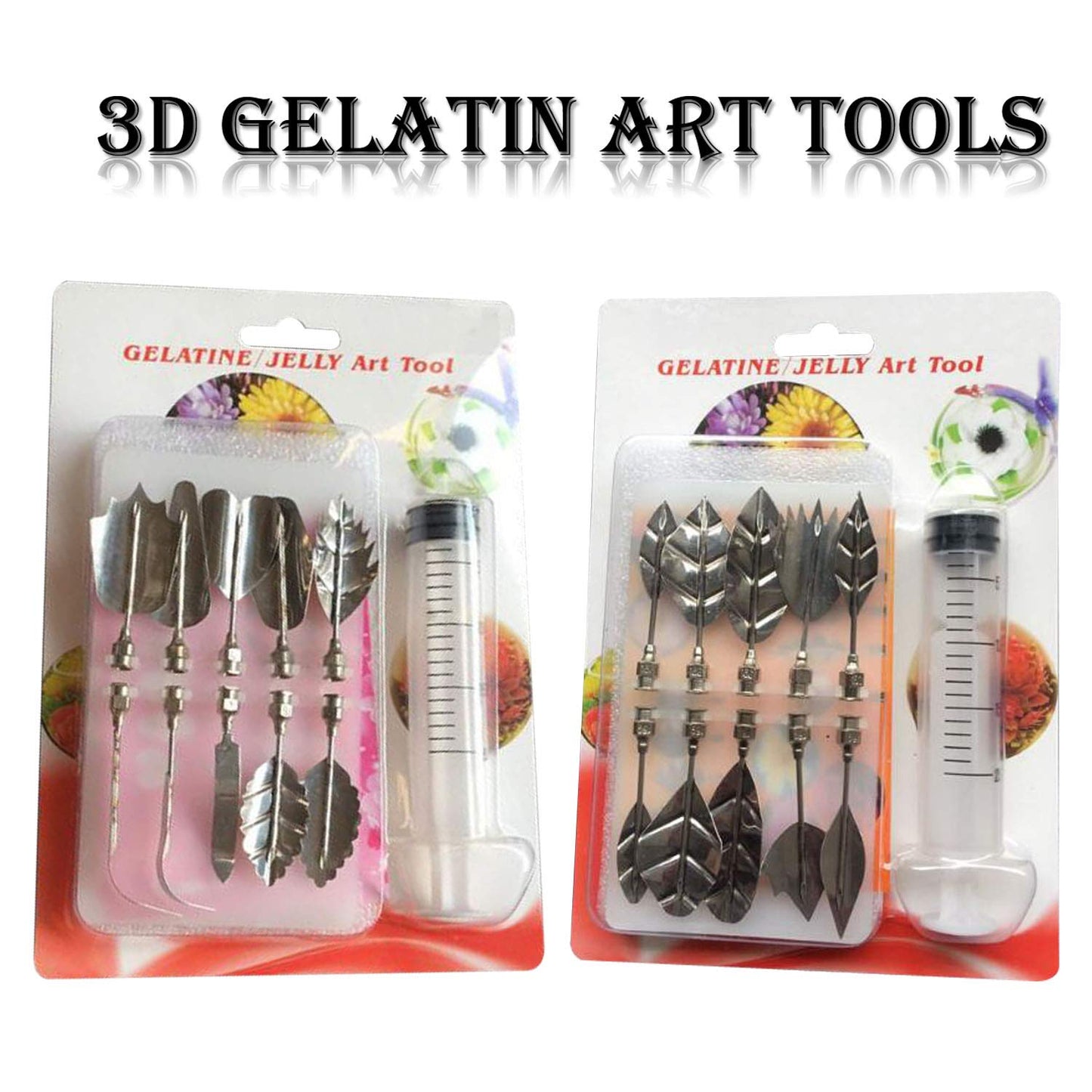 Woohome Art Cake Tools, 22 PCS 3D Gelatin Jelly Tools Includes 20 PCS Gelatin Tools and 2 PCS 10ml Syringe Pudding Pastry Nozzles for Cake Decoration, Jelly Cake making