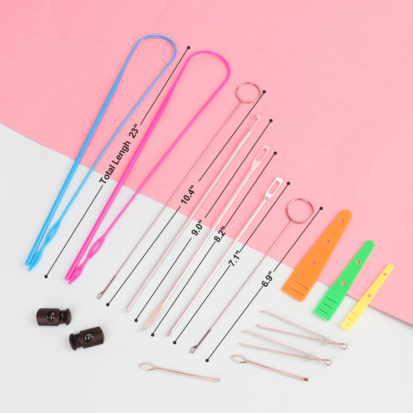 Tudniky 16 PCS Drawstring Threader, Loop Turner Sewing Tool with Flexible Hoodie String Threader and Cord Locks, Easy Drawstring Threader Bodkin Sewing Tool for Shorts Pants Jackets Coats Hoodies