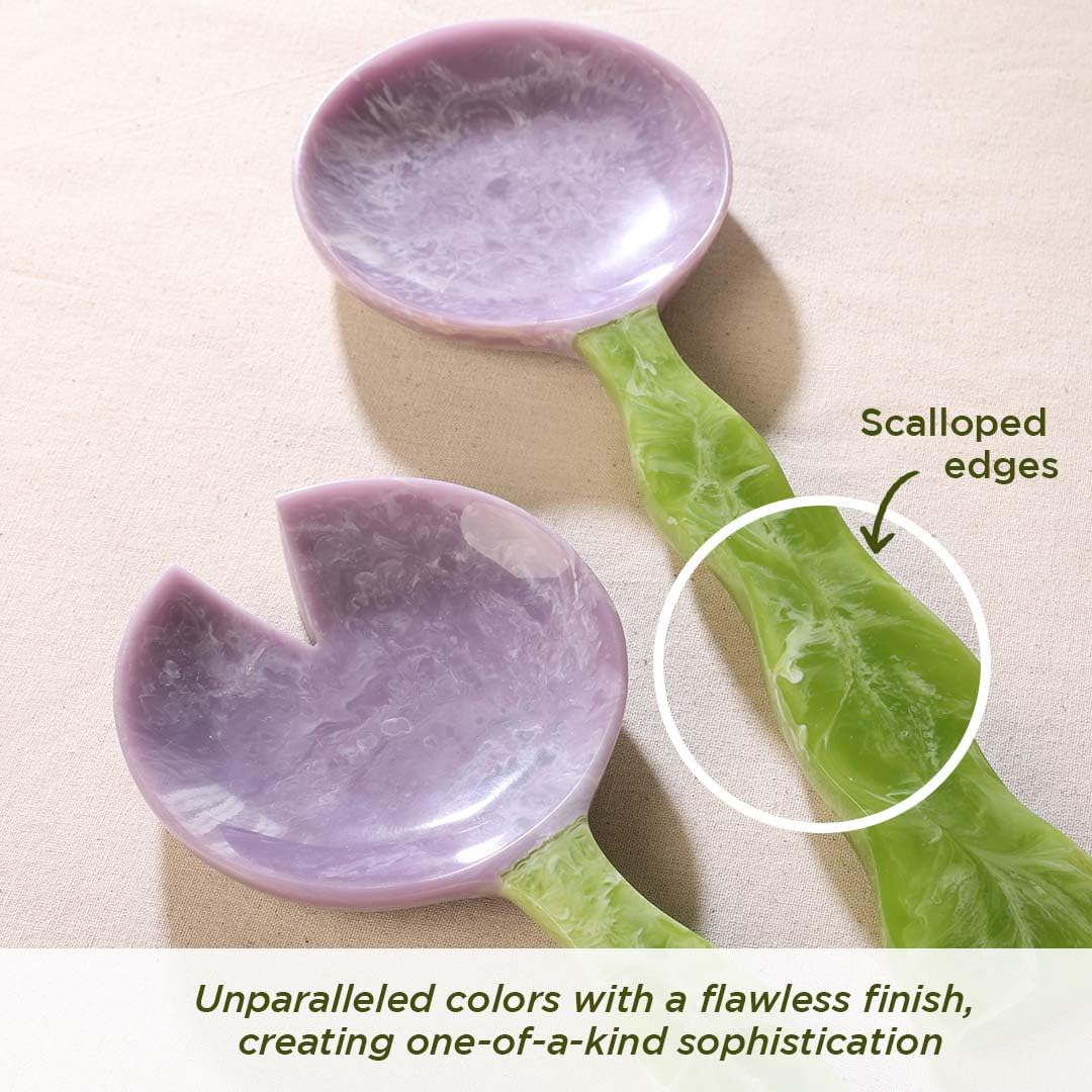Lavender & Sage Resin Salad Servers | Set of 2 (12") Resin Serving Spoons for Salad & Serving | Durable, Stardy Kitchen Essentials | Kitchen Décor, Housewarming Gifts, Valentine Gift