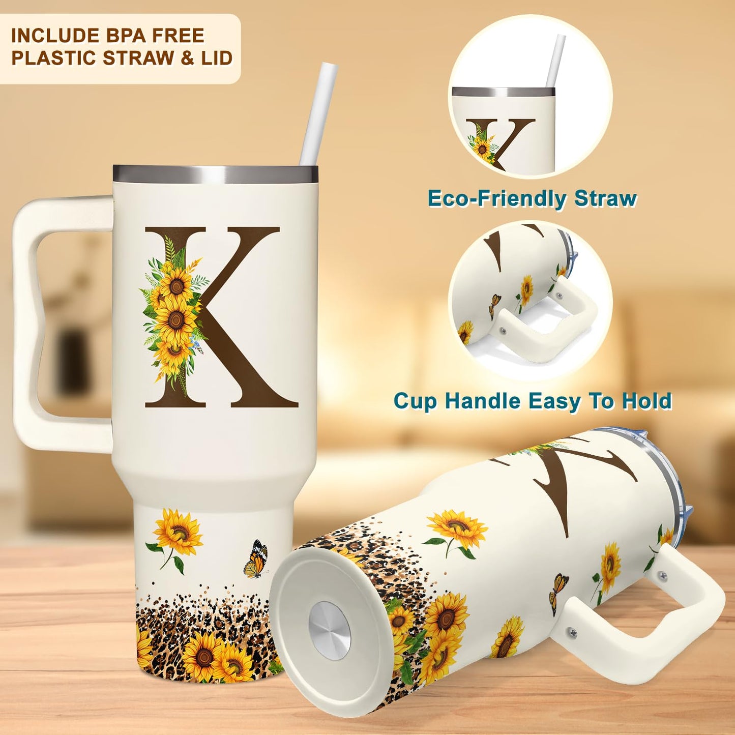 SUFAVN Mom Birthday Gifts - Sunflower Gifts For Women - Birthday Gifts For Mom - Mother's Day, Birthday Gift For Mother, Her, Sister, Wife, Daughter, Grandma - Monogrammed Tumbler 40oz