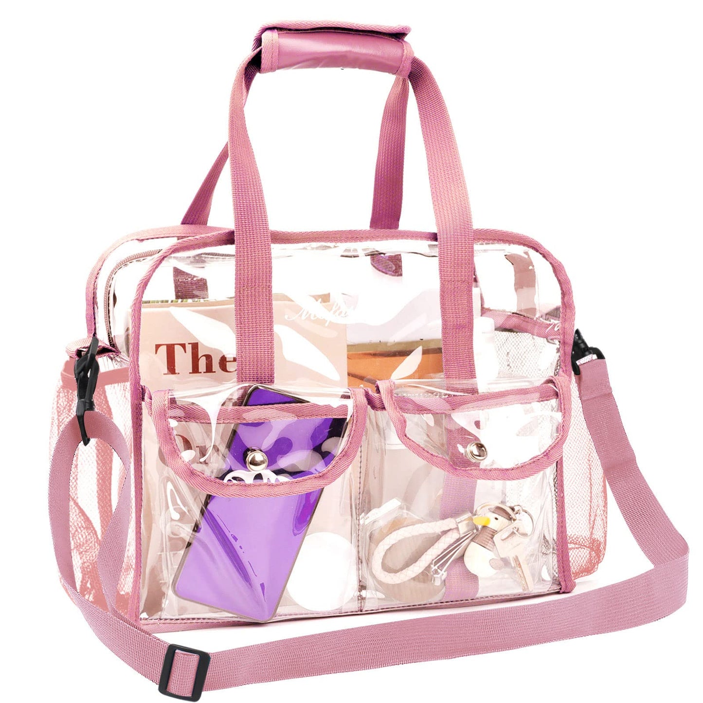 MOFASVIGI Clear Bag Stadium Approved Transparent Waterproof Clear Tote Bags for Work, Sports Games, Concerts,Travel-12 x12 x6