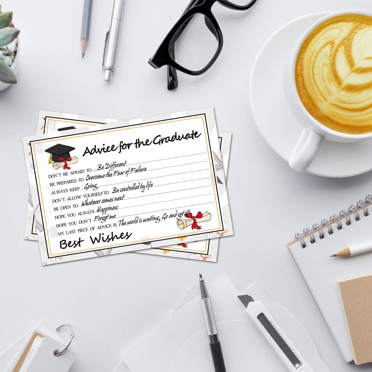 Graduation Wish Cards - 50PCs High School or College Graduation Advice Cards Supplies 2026 Decorations Grad Celebration Party Supplies for High School/College/Senior School