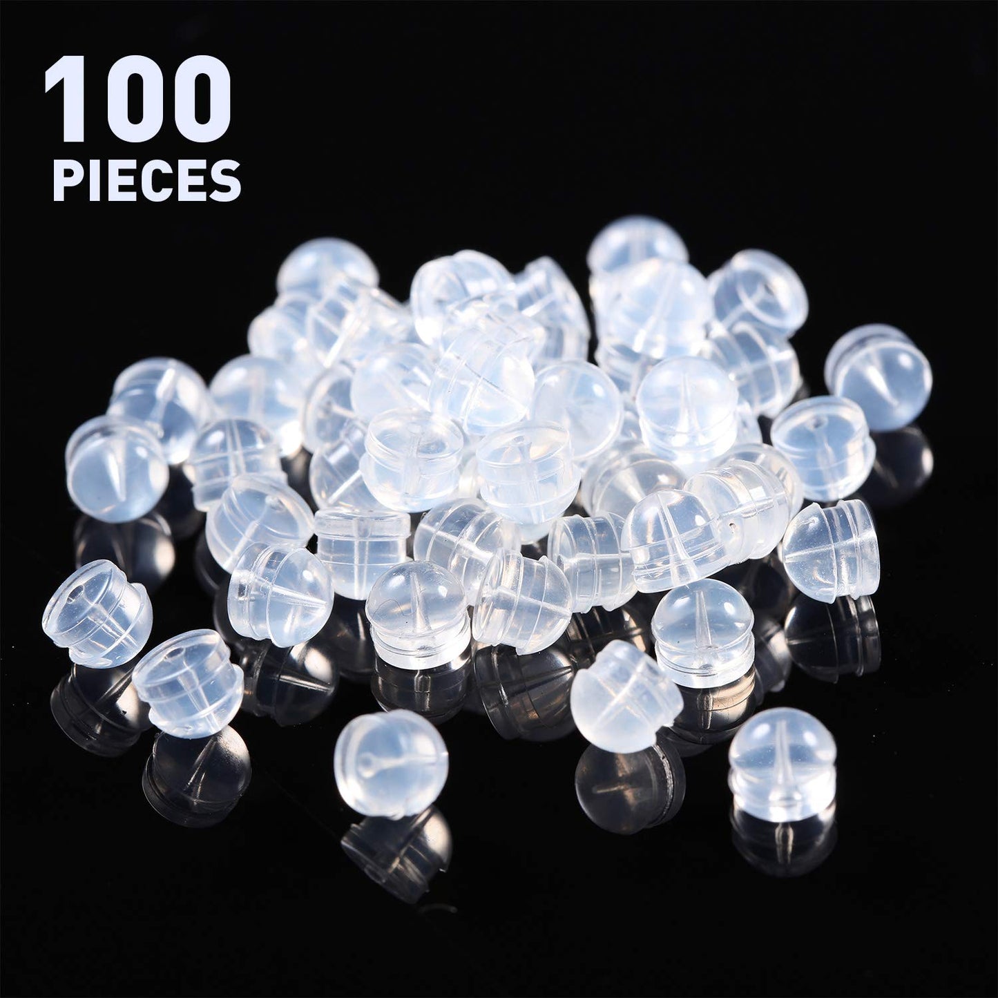 100 Pieces Clear Earring Backs Hamburger Shaped Safety Backs Secure Locking Silicone Earring Backs Stopper for Jewelry Accessories Supplies, 2 Sizes