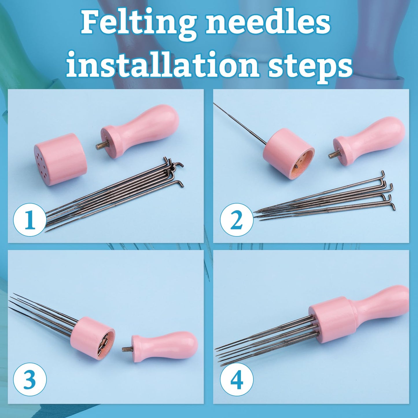 60 Pcs Wool Felting Needles, 3 Sizes Felting Needles with Wooden Handle, Needle Felting Tools, Needle Felting Supplies, Needle Felting Tools, Perfect for DIY Felting Wool Projects