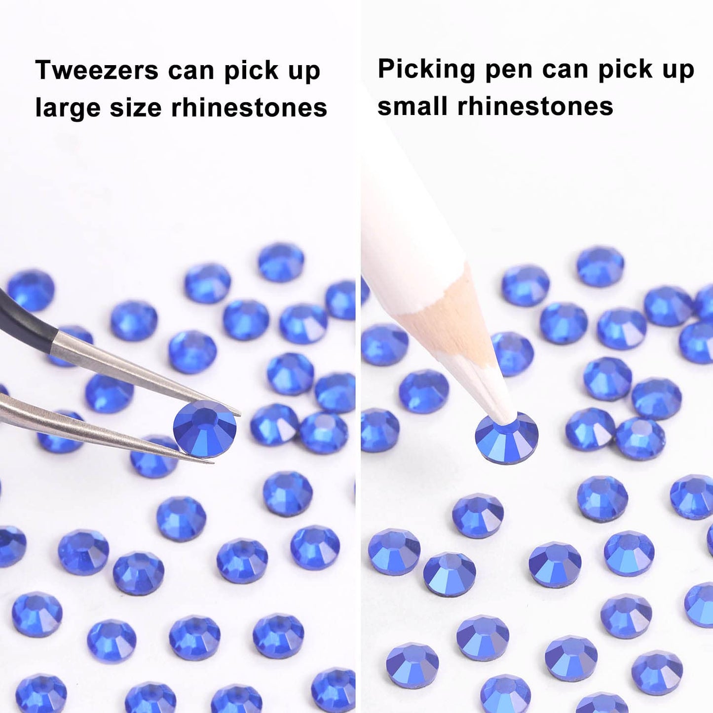 MEIBITE 6796PCS Blue Hotfix Rhinestones Crystal Stones Glass for Fabric Clothes Shirts Sparkly Flat Back Round with Tweezers and Picking Pen (SS6~SS30 Set)