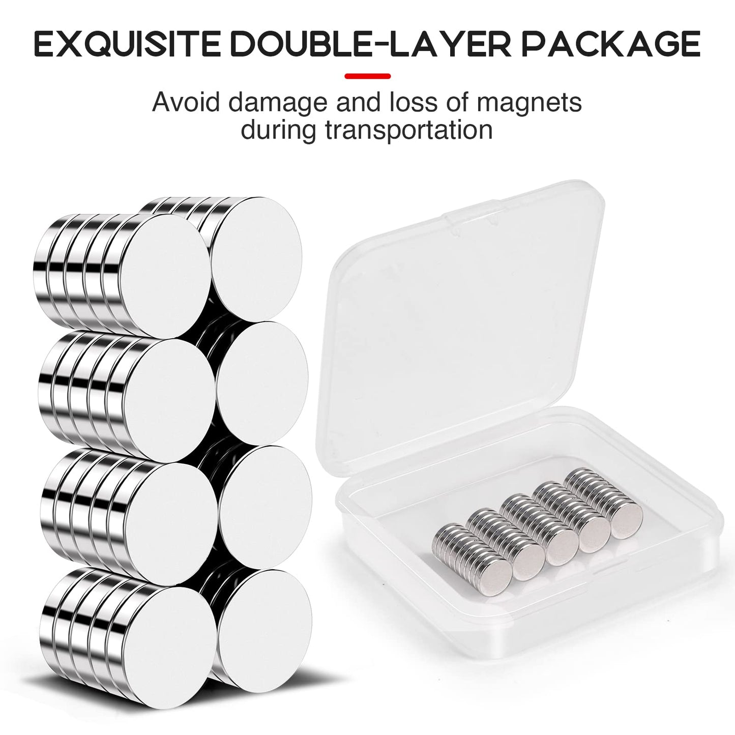 VSKIZ Refrigerator Magnets 50 Pcs, 10x3mm Tiny Round Disc Small, Muti-use Premium Neodymium Fridge Magnets Rare Earth, Whiteboard Magnets for Crafts, DIY, Office, Dry Erase Board.