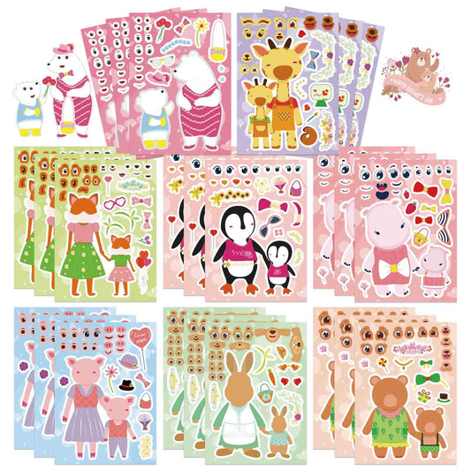 24 Sheets Mothers Day Stickers for Kids, Make Your Own Animal Stickers, Happy Mothers Day Craft Sticker, Love Mom Sticker, Mother' s Day Party Supplies