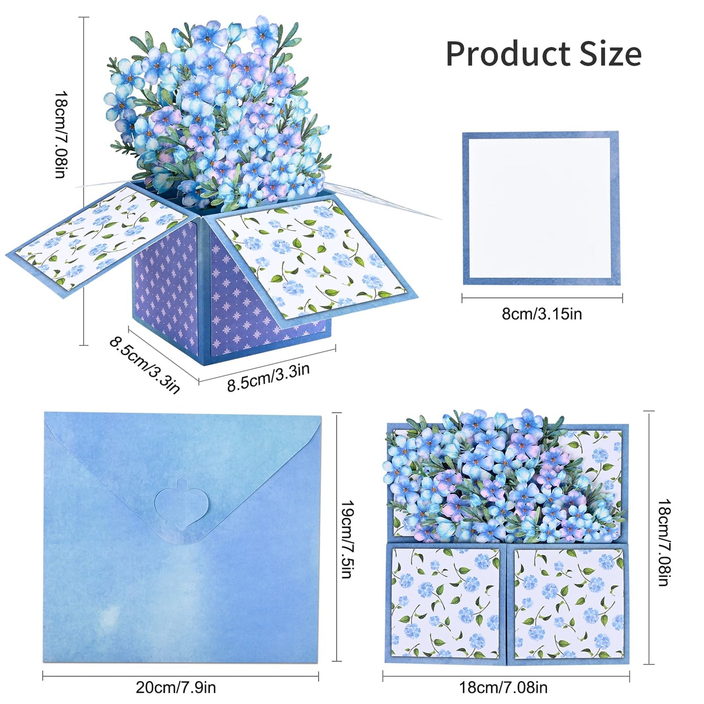 Giiffu 4 Pack Pop Up Flower Bouquet Cards, 3D Flower Pop Up Card with Envelope & Note, Mothers Day Pop Up Cards for Mom, Birthday Cards for Women, Paper Flower Bouquet, Get Well & Thank You Cards