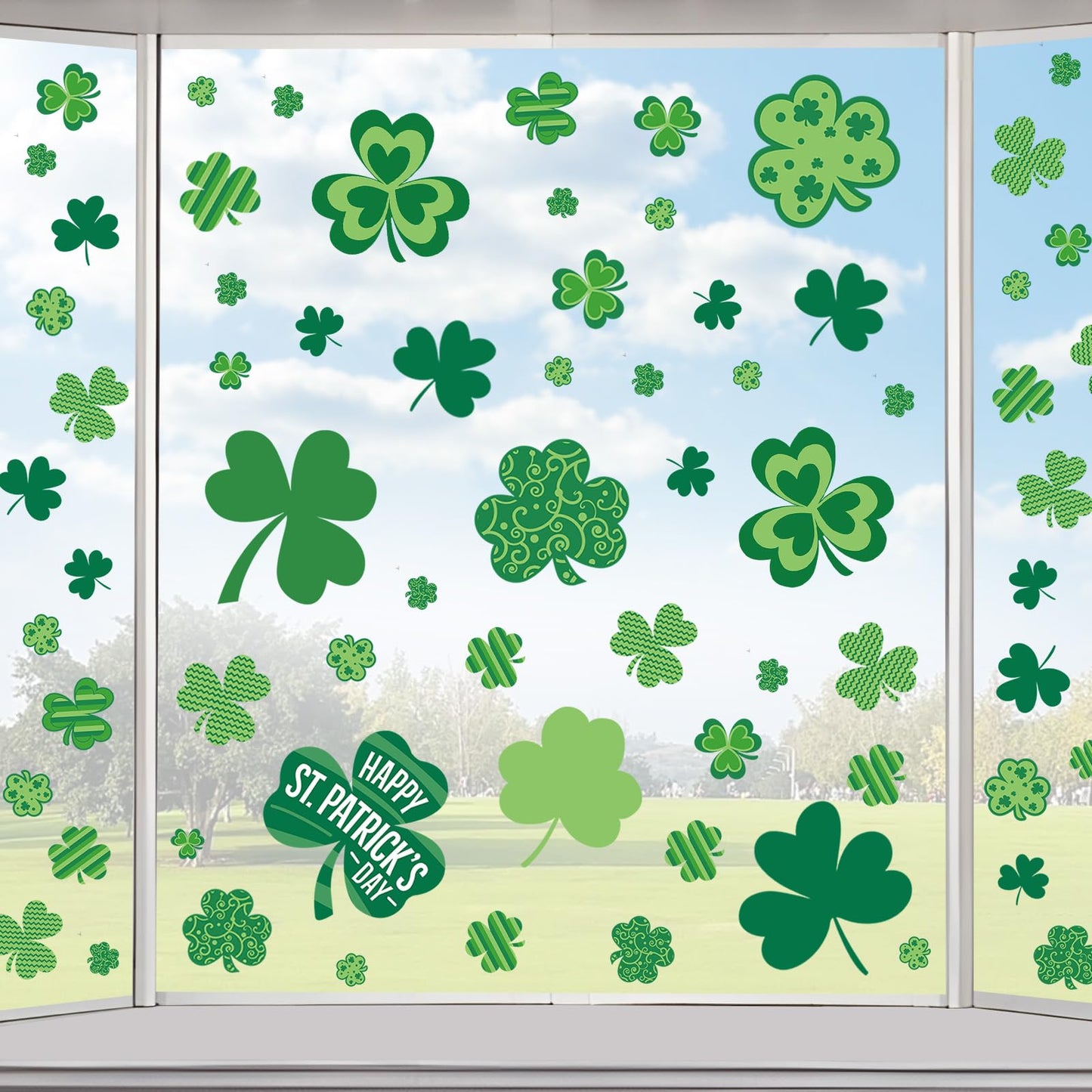 St Patricks Day Window Clings Decorations, Saint Patrick's Day Shamrock Decor, Sticker Decal for Holiday Home Party, 8 Sheets 126 PCS