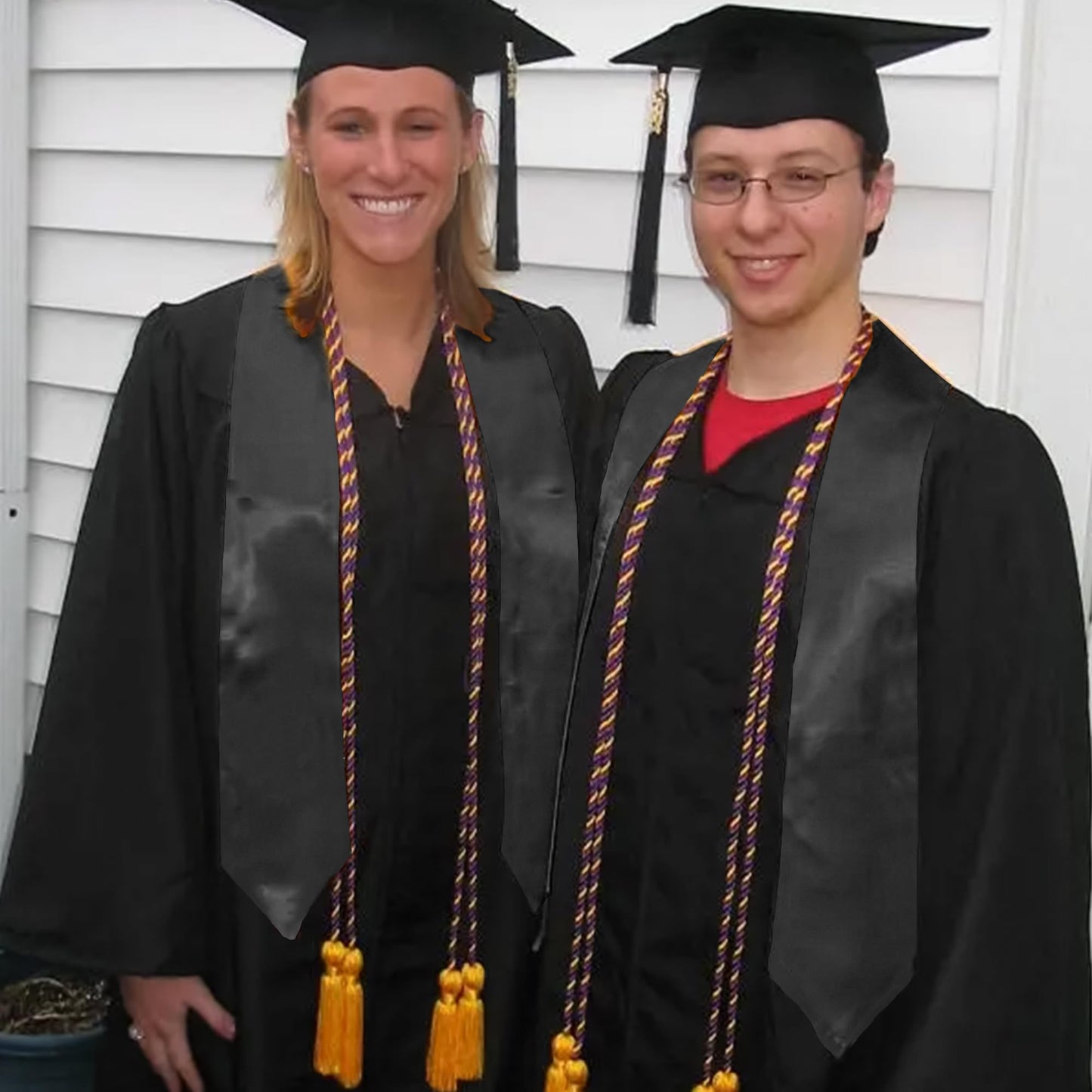 GraduationMall Unisex Adult Plain Graduation Stole 60" Black