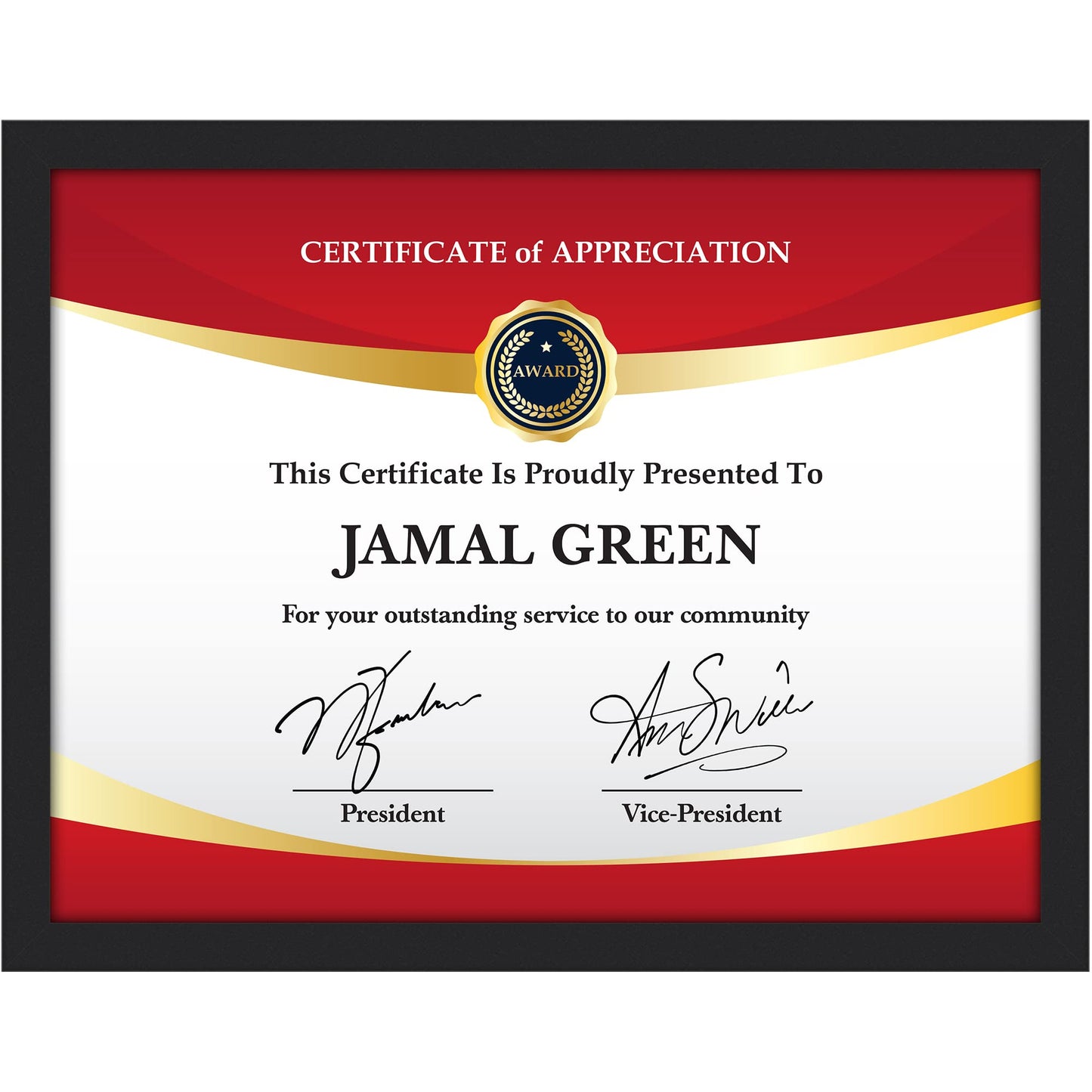 8.5x11 Black Certificate Frame, Modern Style Wood Composite Document Frame, Table Top or Wall Mount, Bliss Collection