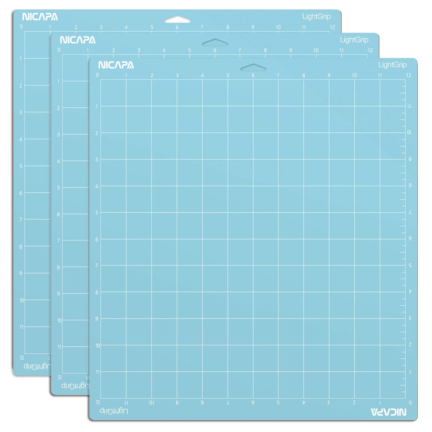 Nicapa Light Grip Cutting Mat for Cricut Maker 3/Maker/Explore 3/Air 2/Air/One (12x12 inch,3 Mats) Light Adhesive Sticky Blue Quilting Replacement Cut Mats