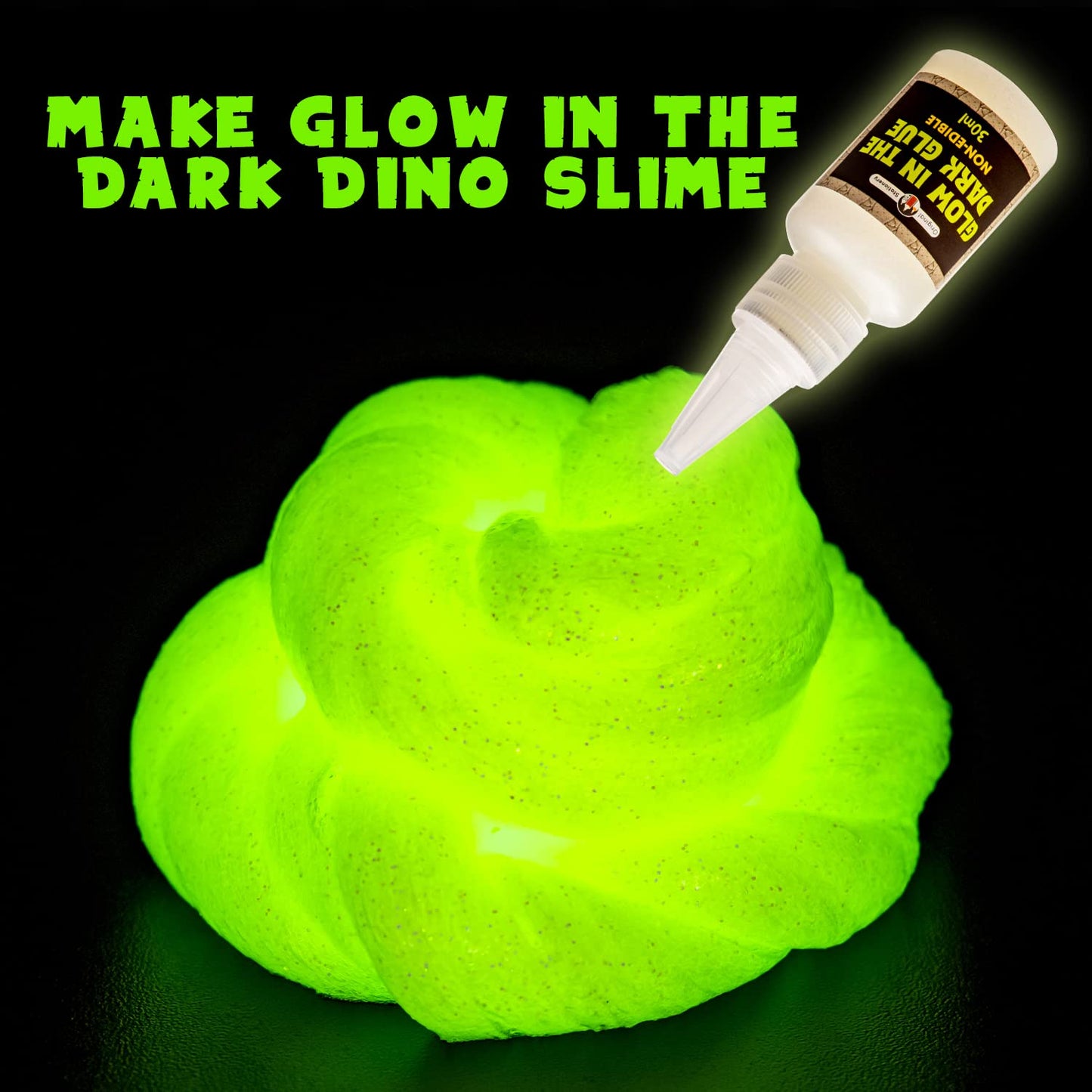 Original Stationery Dinosaur Slime Kit for Boys, DIY Glow-in-The-Dark Slime Set with Lava, Blood & Dino Poop, Fun Sensory Play Activity with Glitter Formula, Gift for Birthdays & Easter