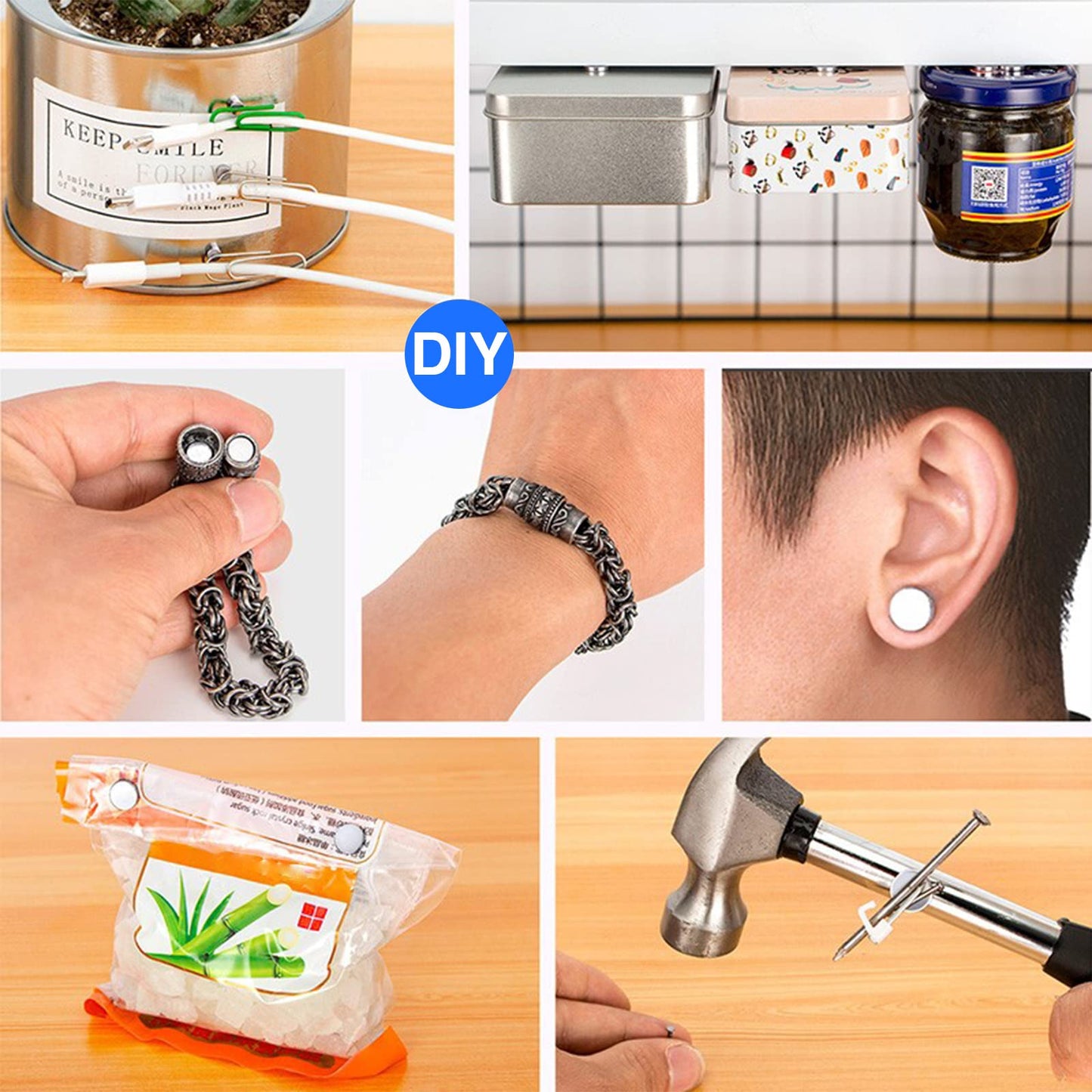 DIYMAG Small Magnets, 40 Pack Tiny Rare Earth Magnets, 5 Different Size Neodymium Magnets for Refrigerator, DIY, Building, Crafts and Kitchen Cabinet, Office Magnets