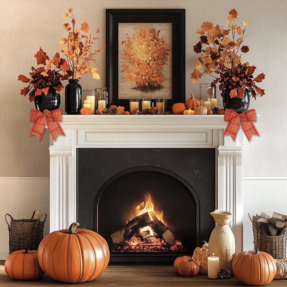 12 Pcs Fall Bows Halloween Tree Decorations 6 Inch Thanksgiving Ornaments