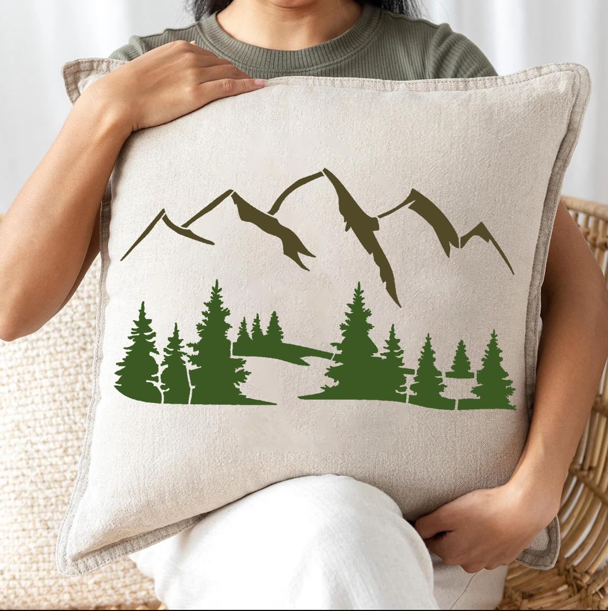 Mountain Stencils for Painting Forest Tree Stencil Animal Wood Burning Stencils and Patterns Reusable Drawing Templates for Fabric Furniture Wall DIY Crafts