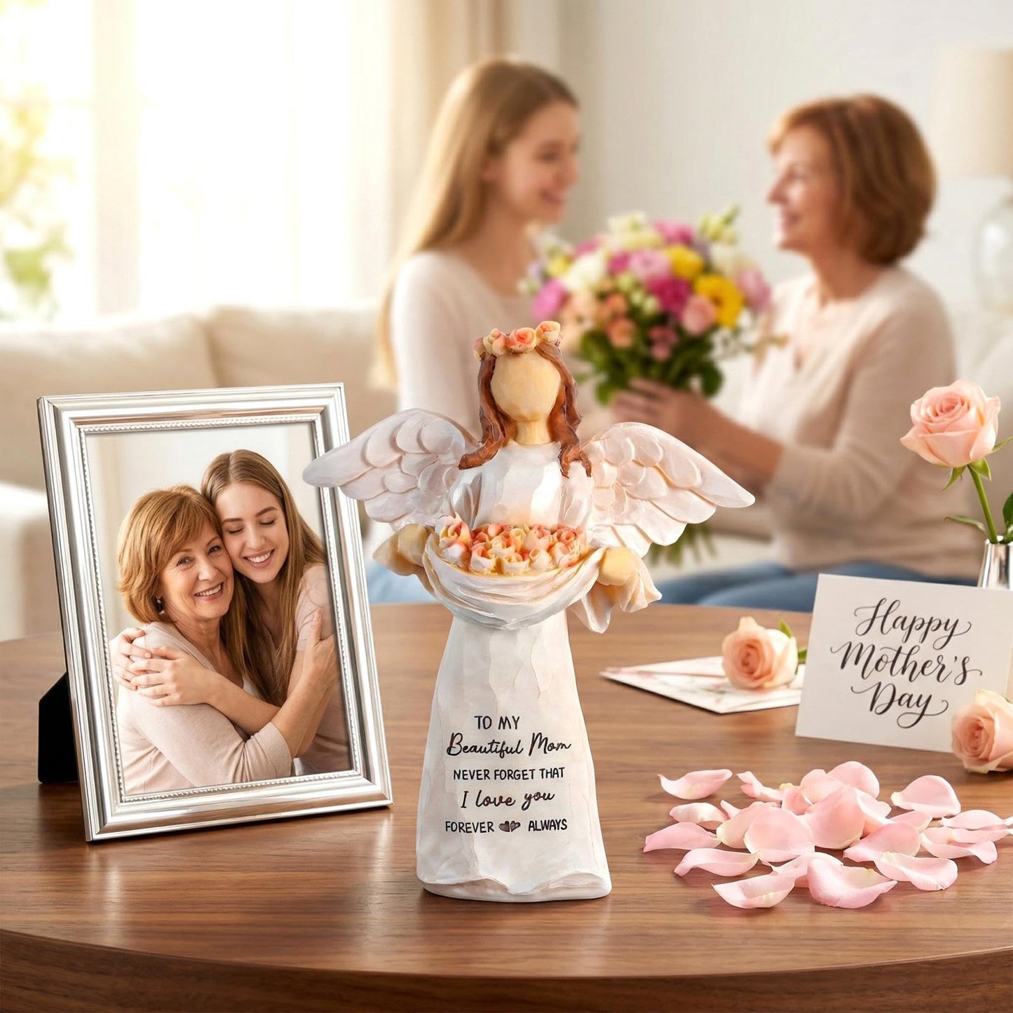 Kohehe Gifts for Mom,5.12" Mom Gifts Angel Figurine,Mom Birthday Gifts,Sentimental Gift for Moms on Birthday and Mother's Day