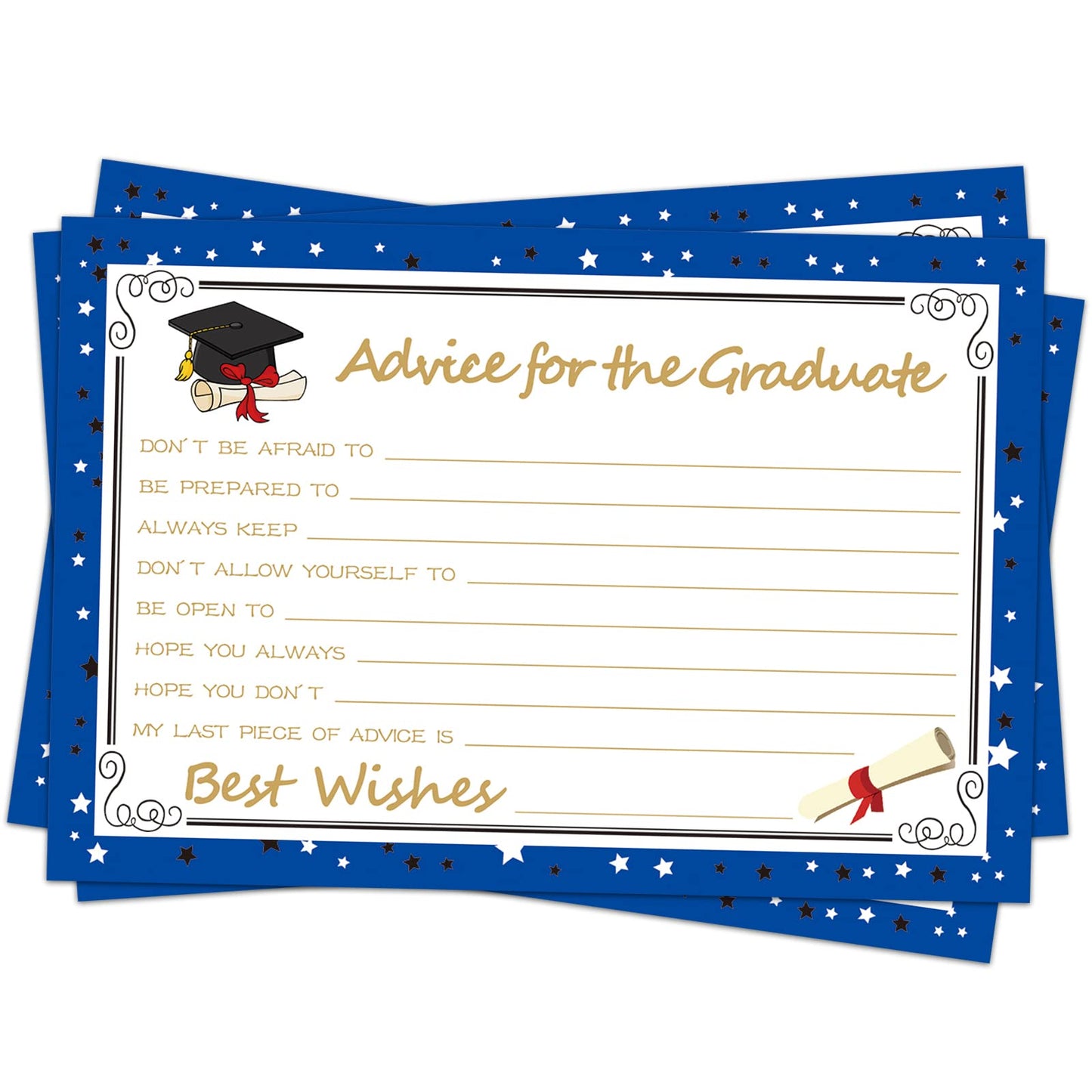 Graduation Wish & Advice Cards - 50PCs Graduate Party Supplies Advice Card for Class of 2026 Graduations Party, Graduate Favors Cards for High/College/Senior School