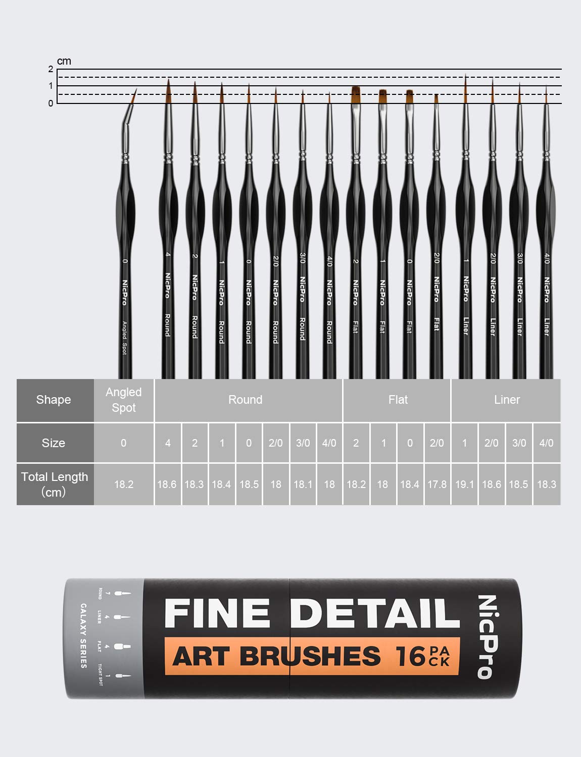 Nicpro 16 PCS Miniature Paint Brushes, Fine Tip Micro Model Detail Paint Brush Set for Acrylic Watercolor Oil, Paint by Number, Models, Miniatures, Craft, Rock Painting - with Container