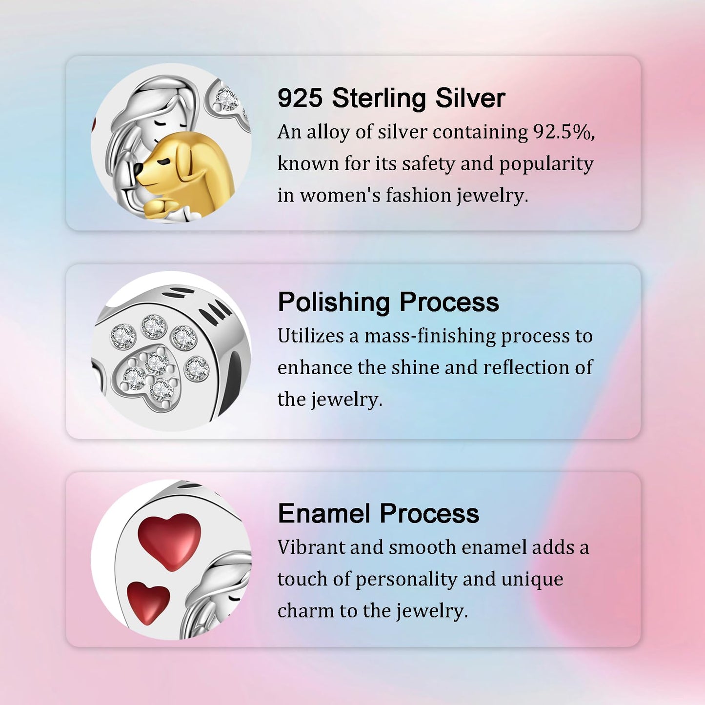 Alstade Hugging Dog Heart Charm 925 Sterling Silver Charms fits Bracelets and Necklace Pendant Bead Charms Jewelry Present for Women Family Friends