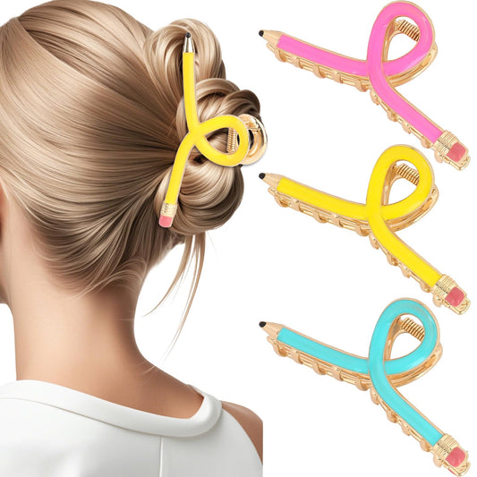 YARIEW Pencil Hair Claw Clips for Women Thick Hair Clips for Teacher Gifts
