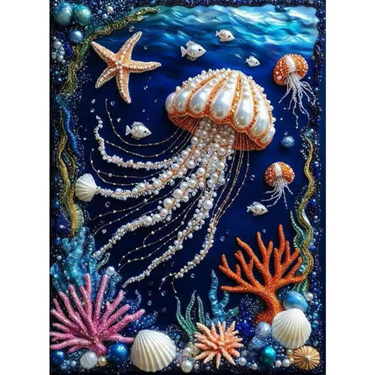 ZQEATRY Jellyfish Coral Reef Special Shape Diamond Art Kits for Adults,5D Diamond Painting Kits for Beginner,DIY Diamond Crystal Rhinestones Gem Art Kits for Home Wall Decor 12 X 16inch