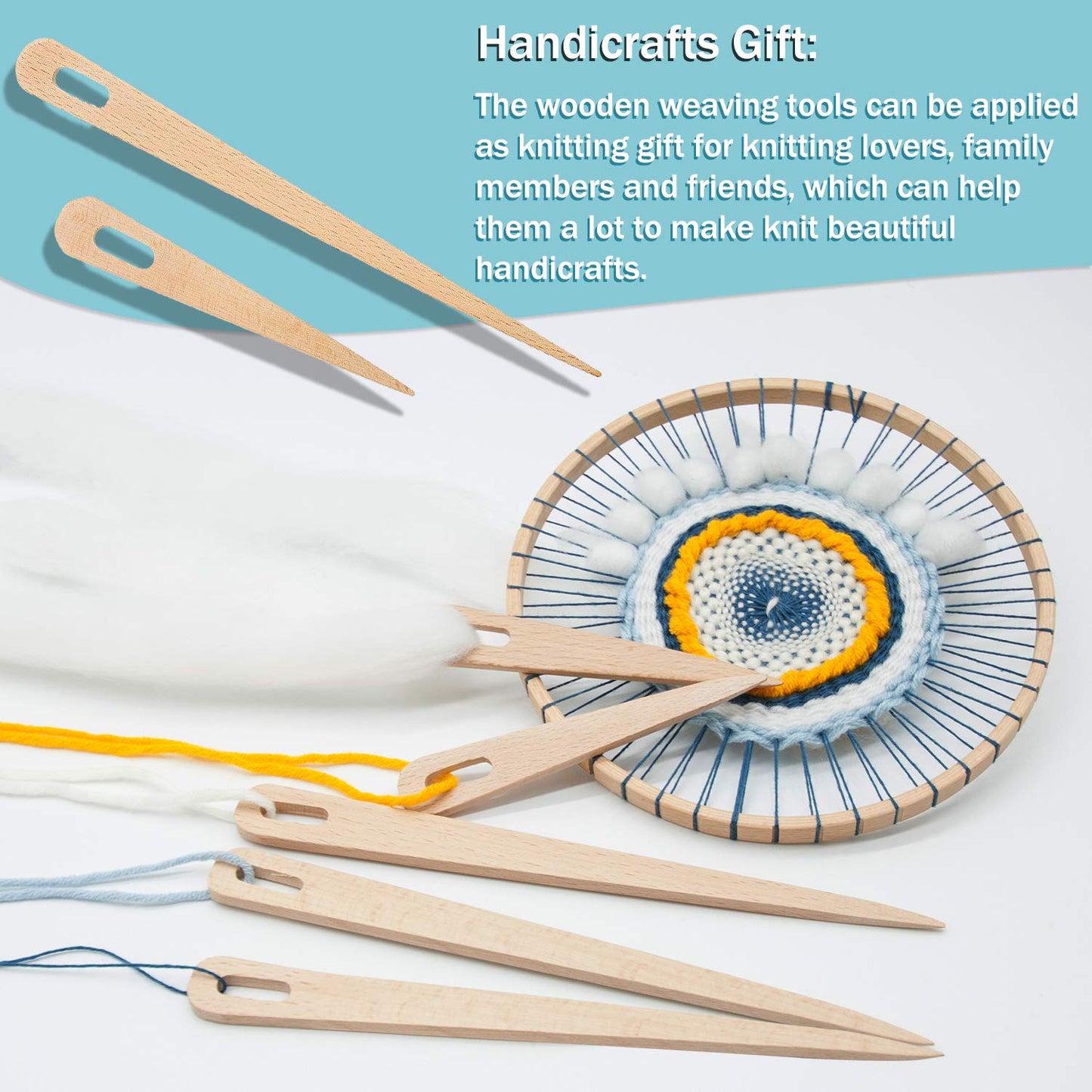 Wood Weaving Tools Set, with Crochet Needle and Comb Wooden Shuttles Stick for Inkle Loom Knitted DIY Craft Supplies