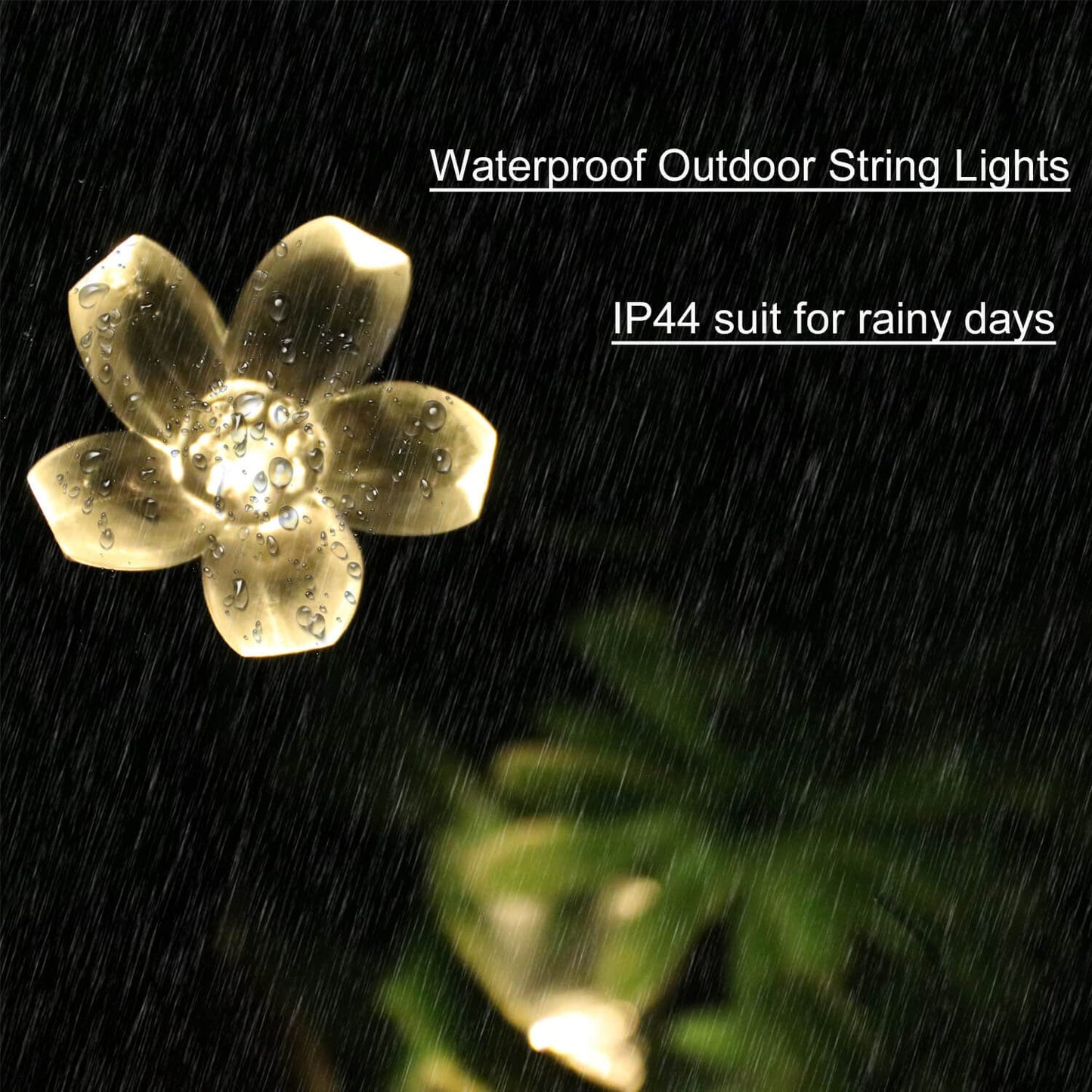 SEMILITS Outdoor Solar String Lights 50LED Flower Shaped Solar Fairy Lights for Christmas Garden Decoration Warm White