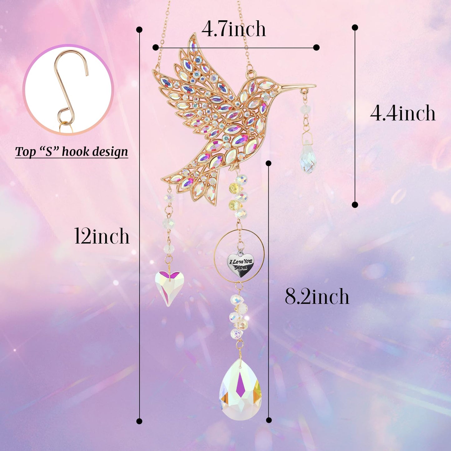 Hummingbird Gifts for Mom - Mom Gifts for Mothers Day Birthday Valentines Day, Sun Catchers Indoor Window, Hummingbird Gift for Women Mother Grandma Bird Lovers Outdoor Garden Spring Home Decor