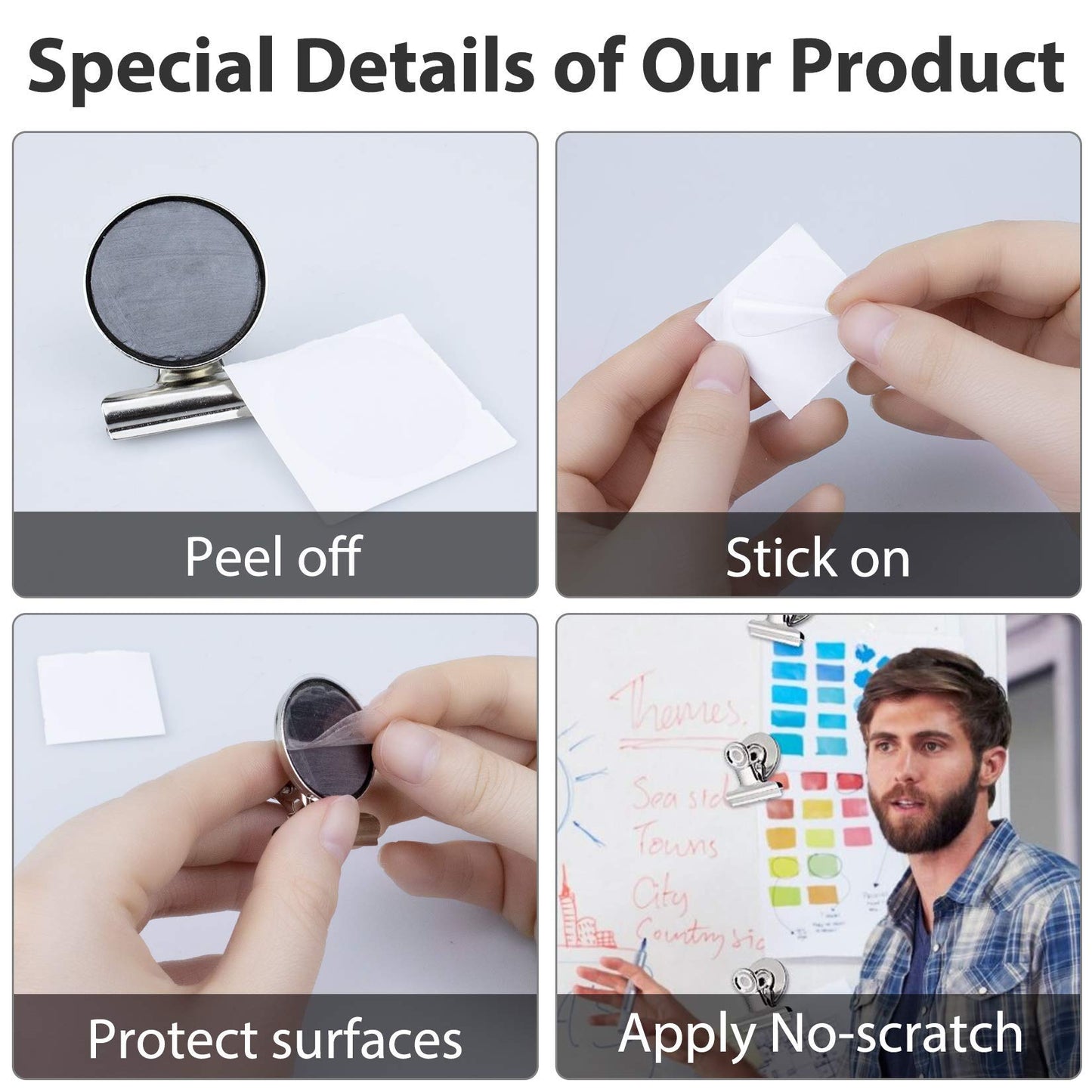 20 Pack Fridge Refrigerator Magnets, Strong Magnetic Clips for Whiteboard, Office, Locker, Photo Displays, Heavy Duty Magnetic Clips (30mm Wide)