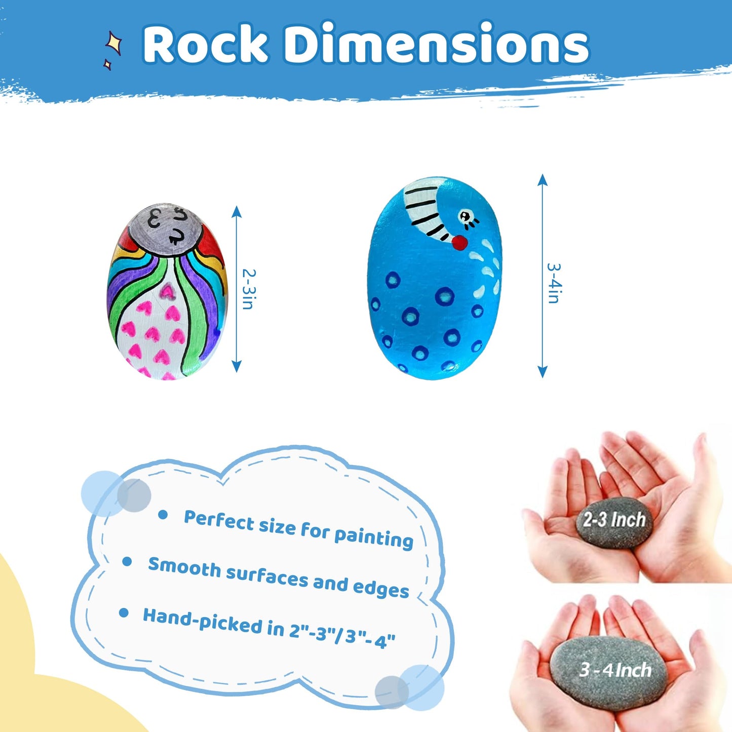 DALTACK 24 Pcs Large Rocks for Painting, Natural Flat River Rocks, 3-4 Inch Smooth Stones for DIY Crafts, Kindness Rocks, Home Decor and Handmade Gifts