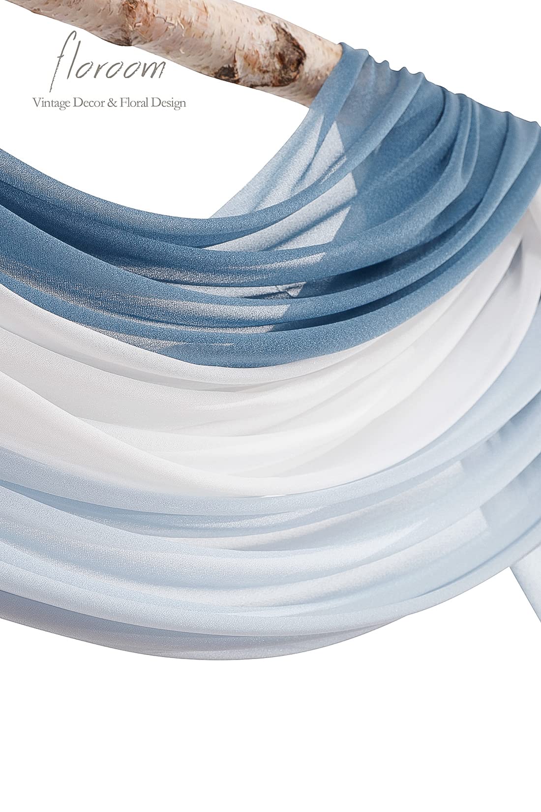Wedding Arch Draping Fabric 3 Panels 20Ft Chiffon Fabric Drapes Arbor Drapery Wedding Ceremony Reception Swag Decorations (Dusty Blue +Powder Blue +White)