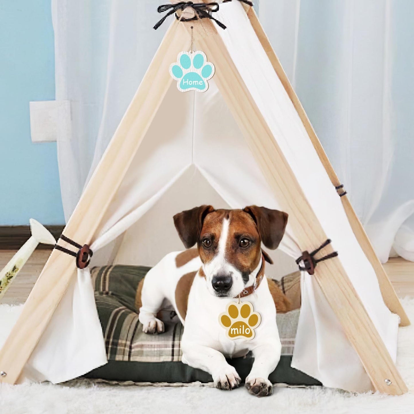 Wooden Dog Paw-Shaped Ornaments to Paint Dog House Decoration Cutouts Unfinished 24PCS, DIY Blank Unfinished Wood Discs Ornament for Pet Theme Party Crafts Hanging Christmas Thanksgiving Decoration