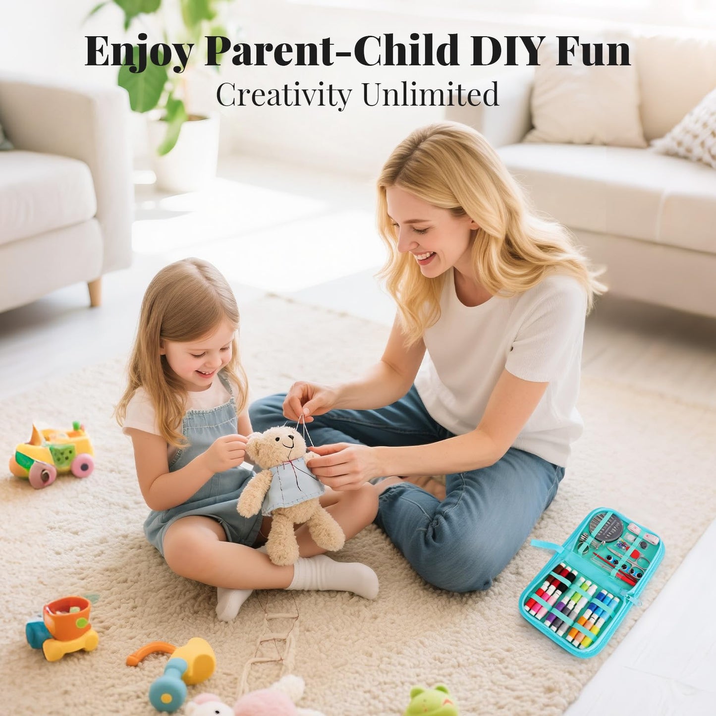 Sewing Kit Gifts for Grandma, Mom, Friend, Adults Beginner Kids Traveler, Portable Sewing Supplies Accessories with Case Contains Thread, Needle, Scissors, Measure Tape, Thimble etc