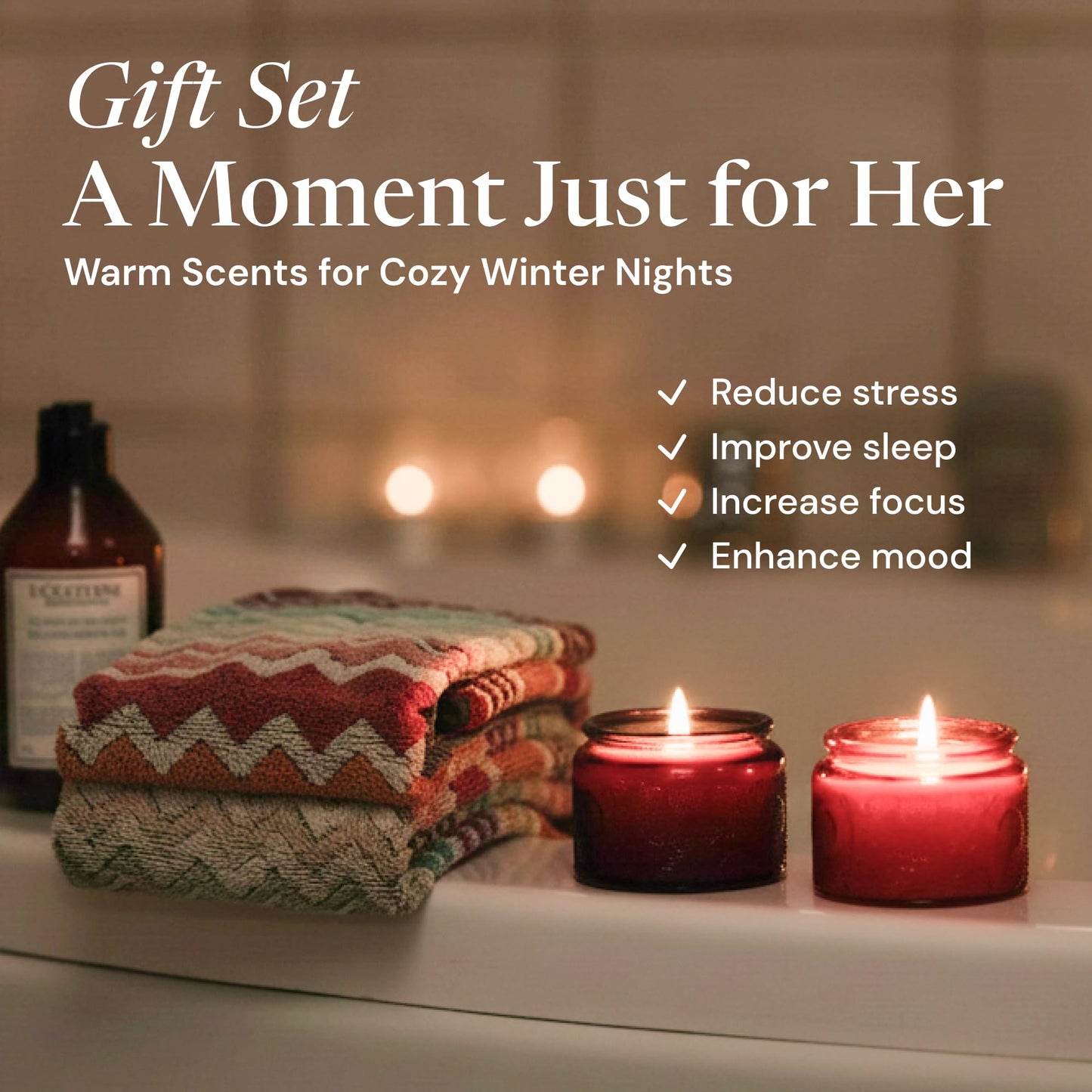 ADELEGOURDAIN Scented Candle Set - 4 Candles and 2 Sachets - Aromatherapy Scents for Birthday Gifts for Mom - Over 160-Hour Burn Time for Mom Birthday Candles, Relaxation & Holiday Gift Idea