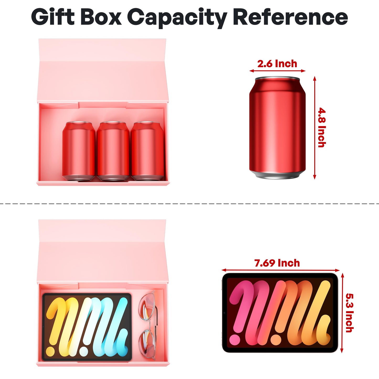Pink Gift Box, 9.5x6x3'' Gift box for Presents with Lids Magnetic Closure Rectangle Collapsible for Bridesmaid Proposal Box, Wedding, Christmas, Halloween, Birthday Gift Packging