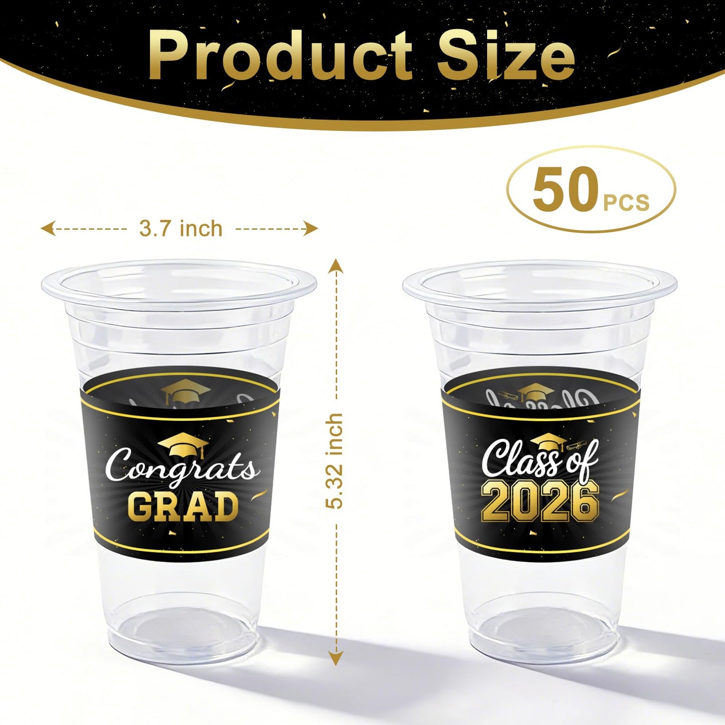 HongyiTime 50 Pack 16 oz Graduation Cups - Graduation Party Supplies & Favors