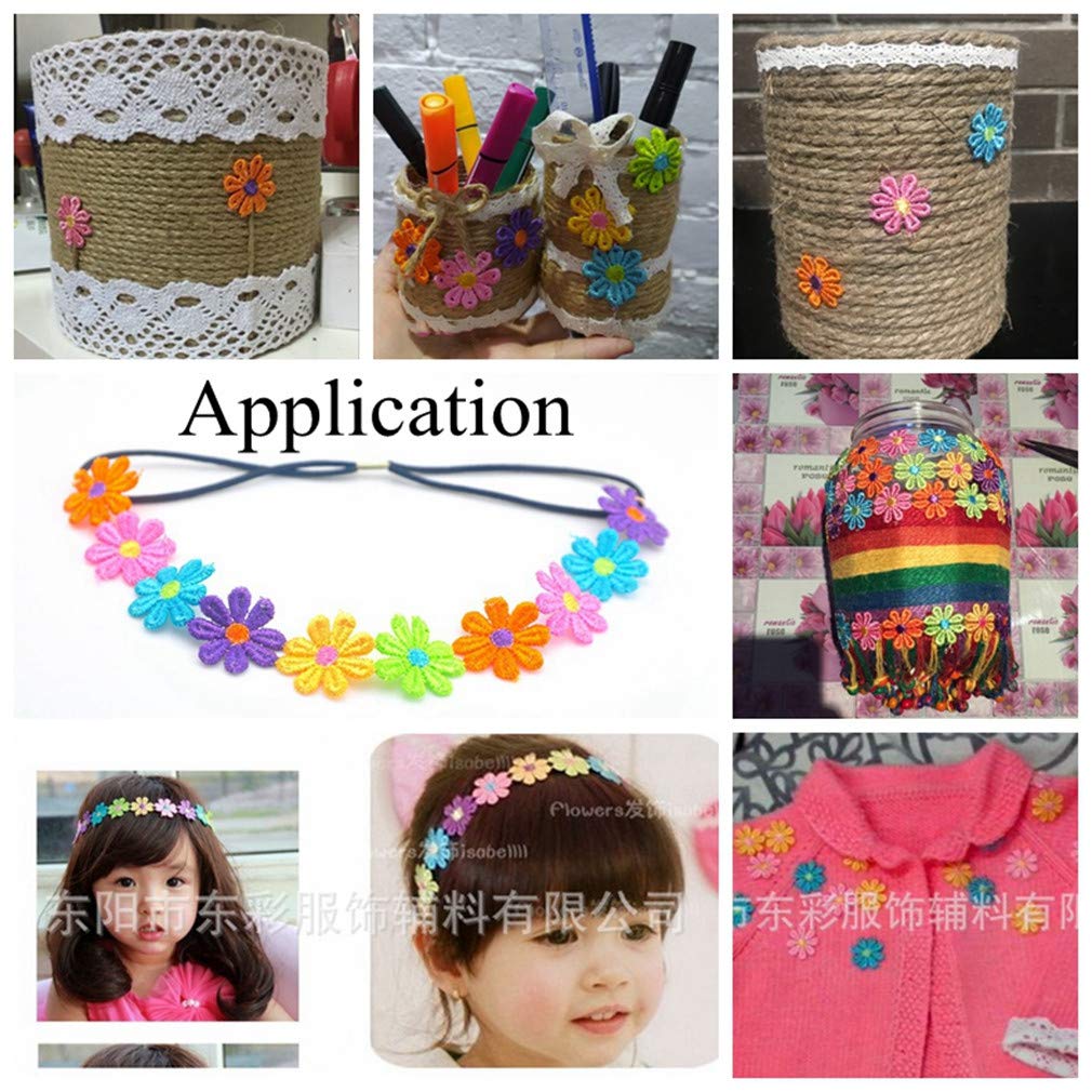 IDONGCAI Colorful Daisy Flower Lace Trim Knitting Wedding Embroidered DIY Handmade Patchwork Ribbon Sewing Supplies Crafts 2.5CM Wide 7Yards/Lot