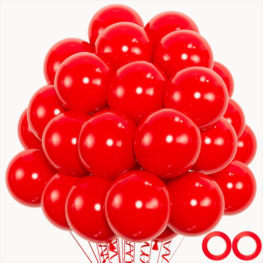 100pcs Red Balloons, 12 inch Red Latex Party Balloons Helium Quality for Like Birthday Party,Wedding, Anniversary, Christmas or Vanlentine's Party Decoration (with Red Ribbon)…