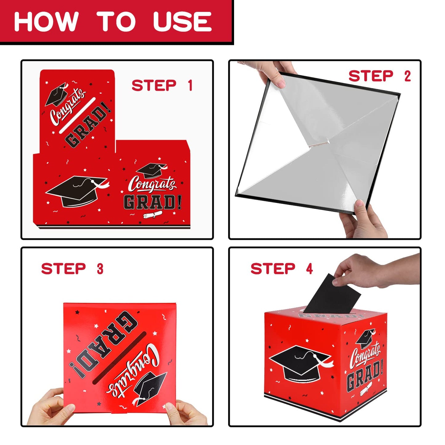 Gatherfun Graduation Decorations 2026 Grad Card Box for Gift Graduation Party Favors Decor Party Supplies Red