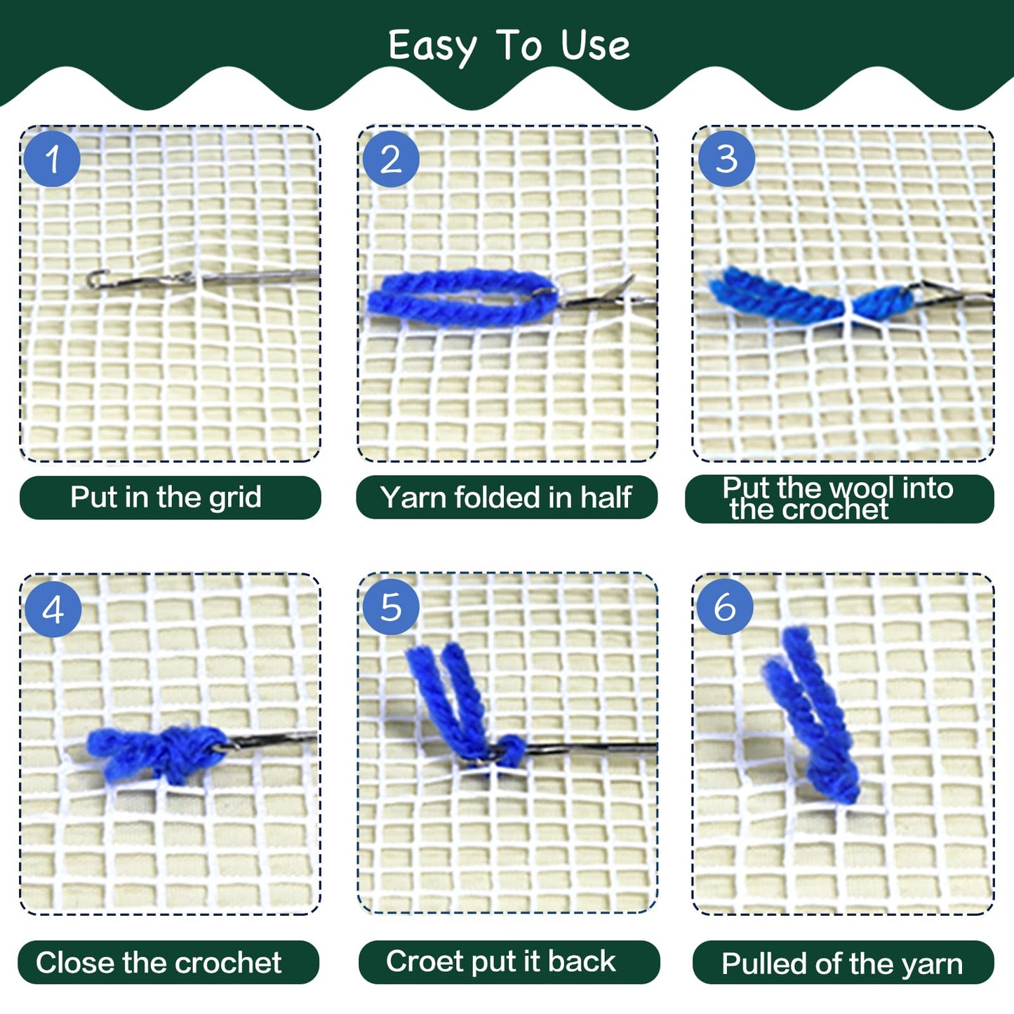 Latch Hook Kits for DIY Throw Pillow Cover,Needlework Cushion Cover Hand Craft Crochet for Great Family 17X17inch Christmas Hat