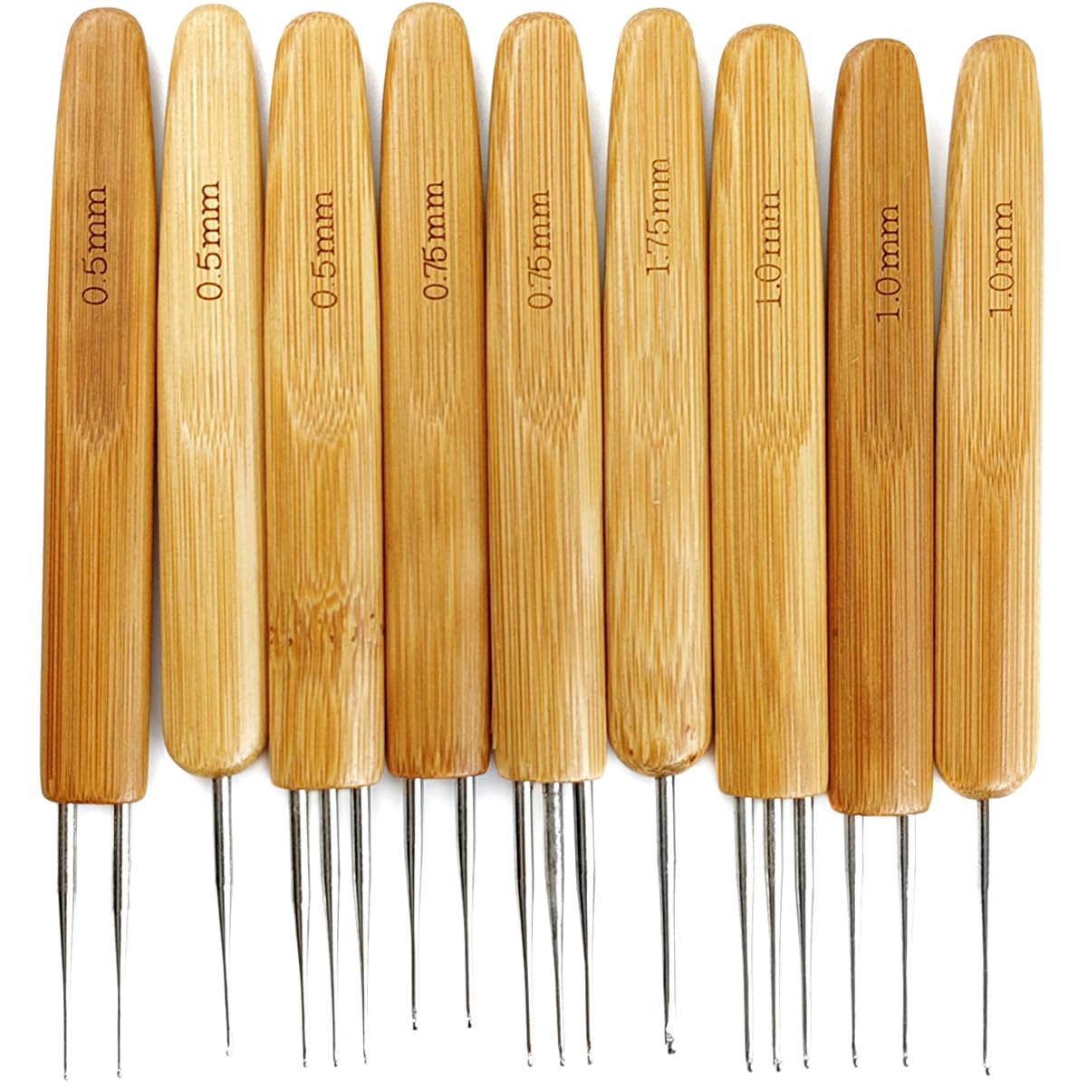 GXXMEI 9PCS Dreadlock Crochet Hook for Hair Dreadlock Needle Tool for Braid Craft Dread Locks Crochet Needles 0.5mm 0.75mm 1mm 1.75mm