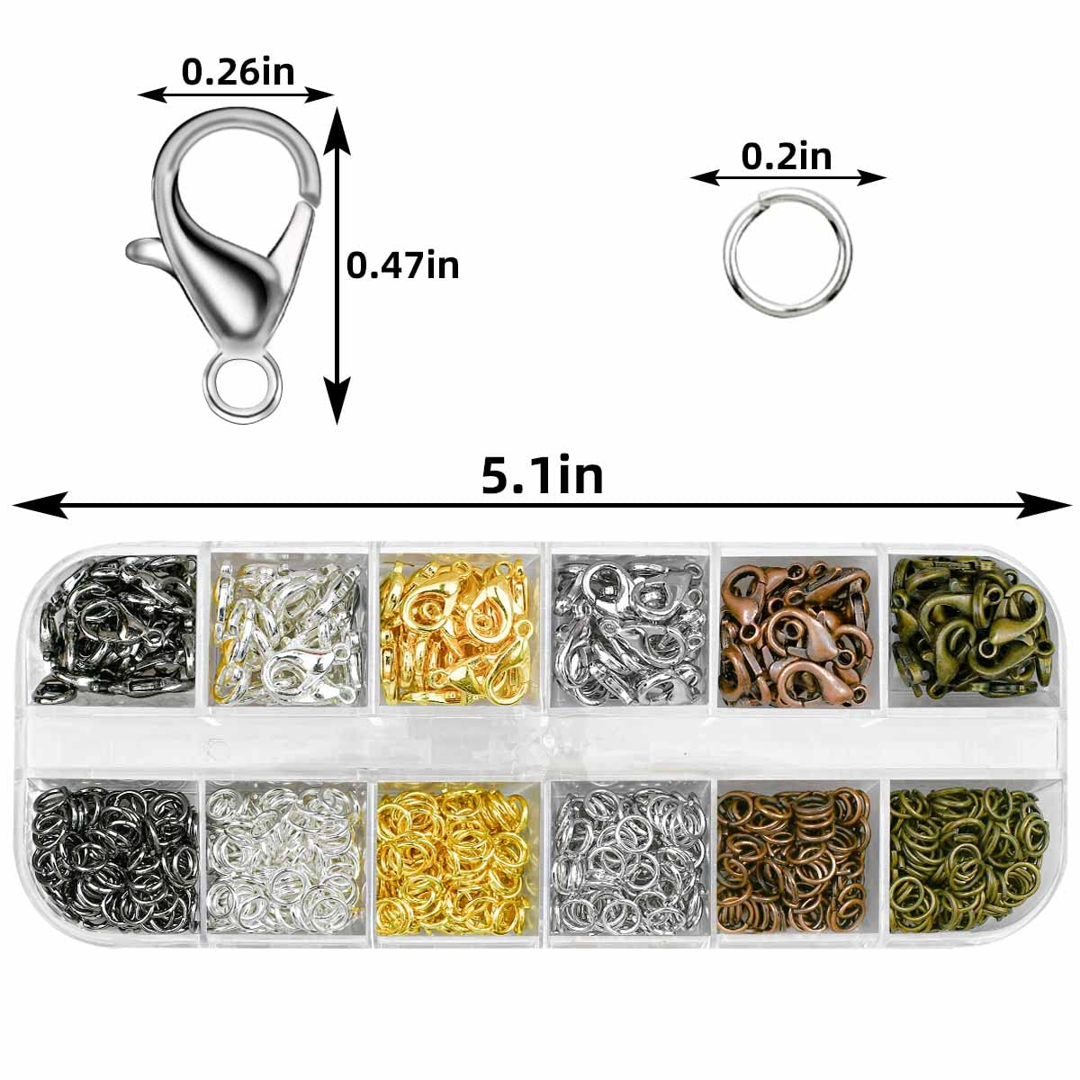 Claw Clasps & Open Jump Rings for Jewelry Making Necklace Bracelet Chain Jewelry Findings Kit Silver Gold Jewelry Ring Clasp Jump Clasp Ring for Jewelry DIY Jewelry Repair Supplies (6 Colors)