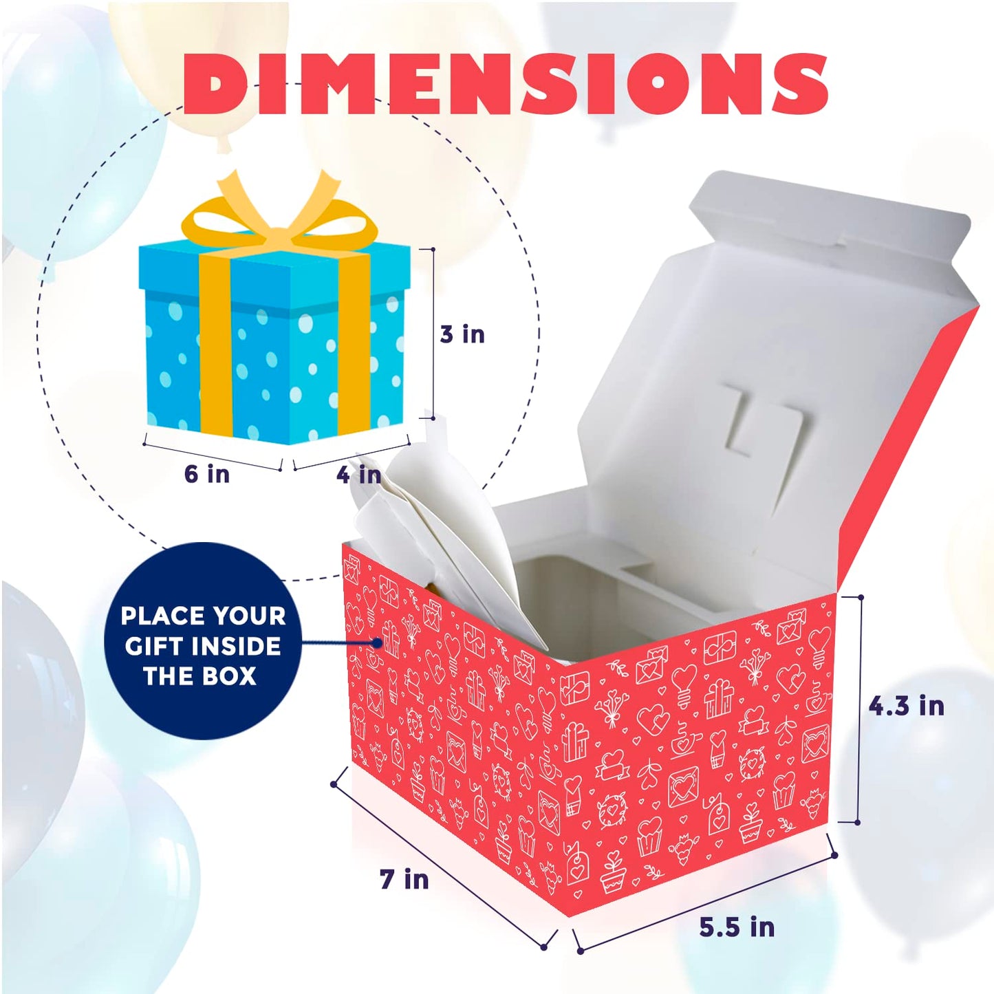Love Gift Box Exploding Confetti (Love Heart) 7.1x5.5x4.3 inches, Surprise Romantic Pop up, Valentine's Day, Mother's or Father's Day