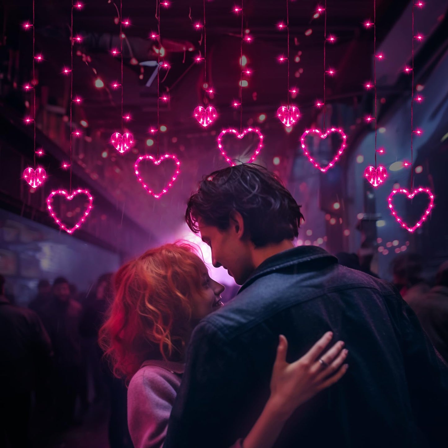 Valentines Day Decor, Pink Love Heart String Lights for Bedroom, 12 Hearts 138 LED Fairy Twinkle Lights with Remote, 8 Lighting Modes Connectable Window Lights for Valentine's Day Wedding Home Decor