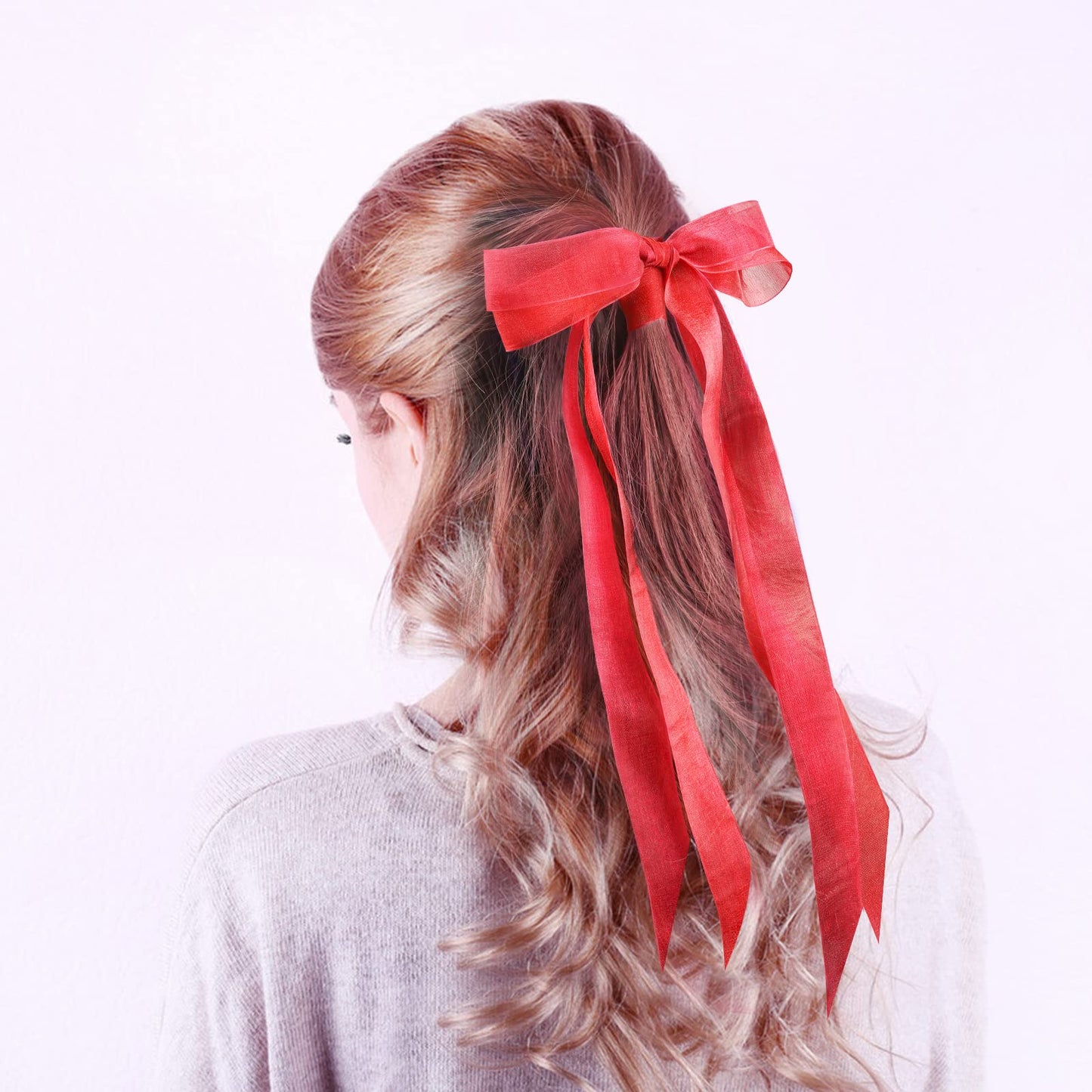 Showin 5 Rolls Organza Ribbon 1" x 25 Yd Each Roll, Fall Sheer Chiffon Ribbon, Transparent Sheer Ribbon for Gift Wrapping, Bouquet, Wedding, Party Decoration