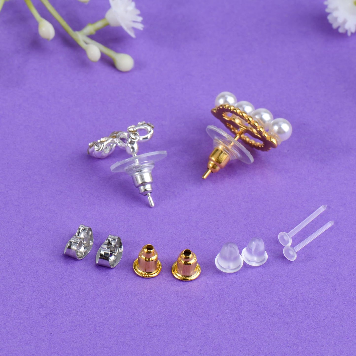 12 Styles Silicone Earring Backs for Studs/Droopy Ears/Heavy Earring, Clear Plastic Earrings 600Pcs Clear Soft Hypoallergenic Plastic Rubber Metal Backs Replacements Backings Clutch Stoppers